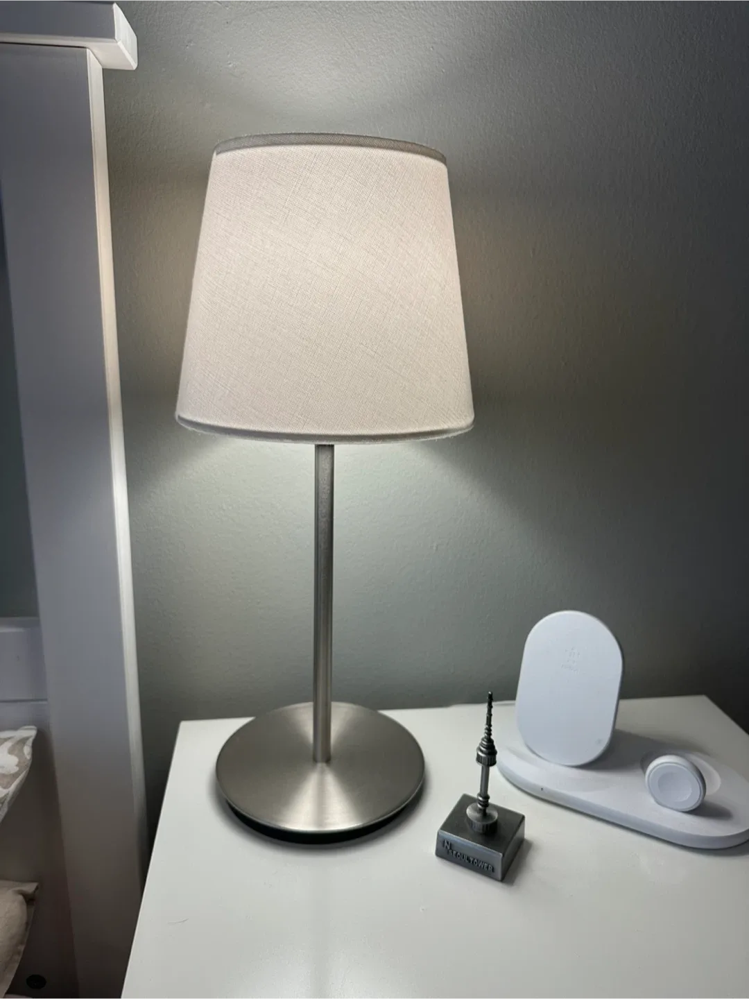IKEA RINGSTA Silver Desk Lamp with White Shade image indicator(2)