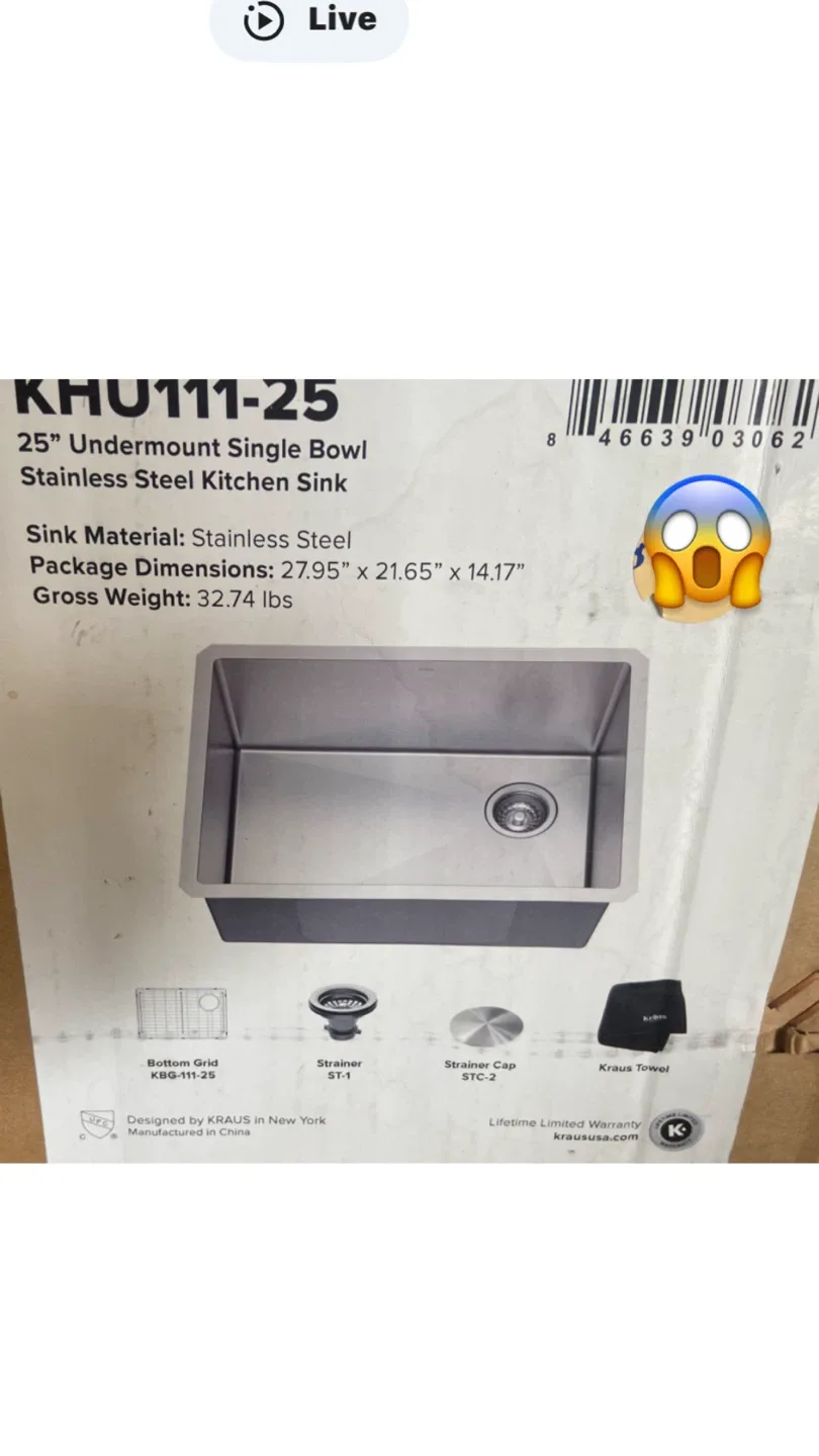 Kraus 25" Undermount Stainless Steel Kitchen Sink image indicator(2)