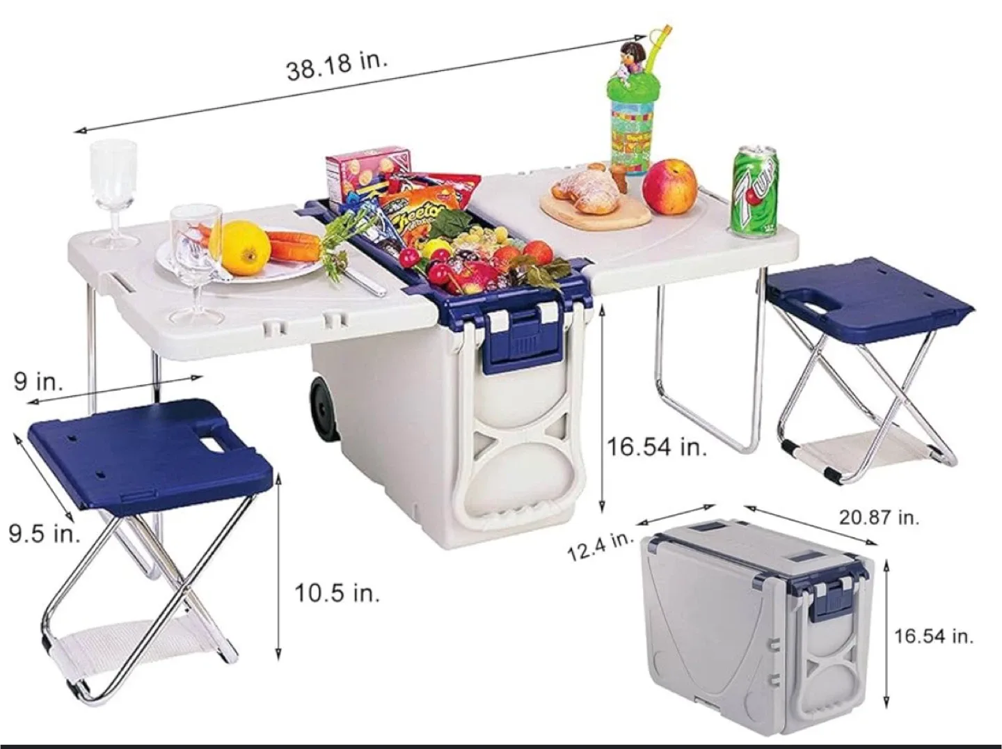 Picnic Table with Cooler and Stools image indicator(3)