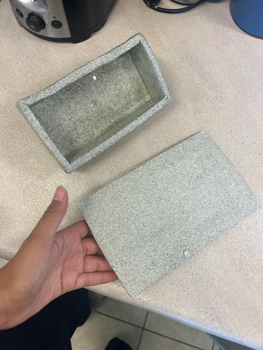 Butter dish speckled ceramic with Lid - photo 2