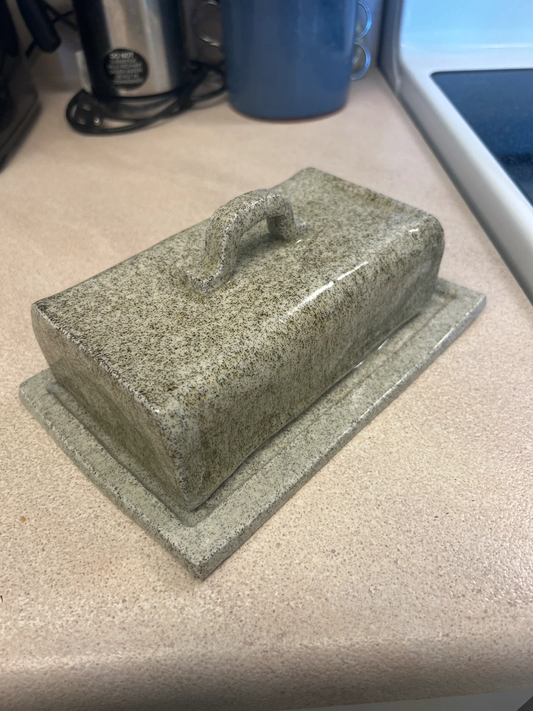 Butter dish speckled ceramic with Lid - photo 3