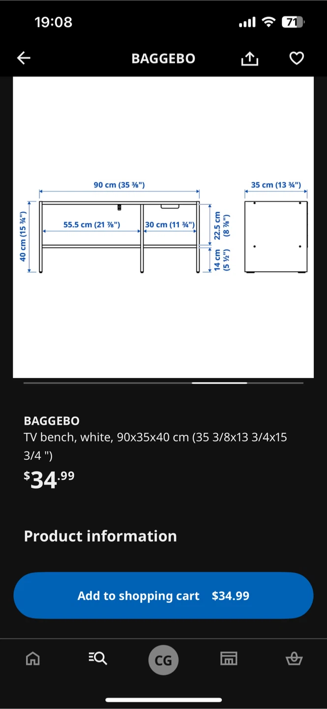 IKEA BAGGEBO White TV Bench 🥕 - photo 5