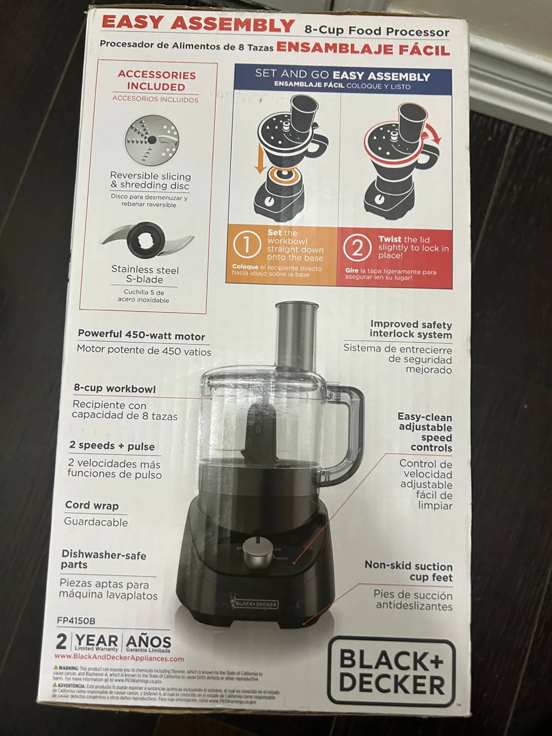 BRAND NEW Black+Decker 8-Cup Food Processor - Easy Assembly - photo 2