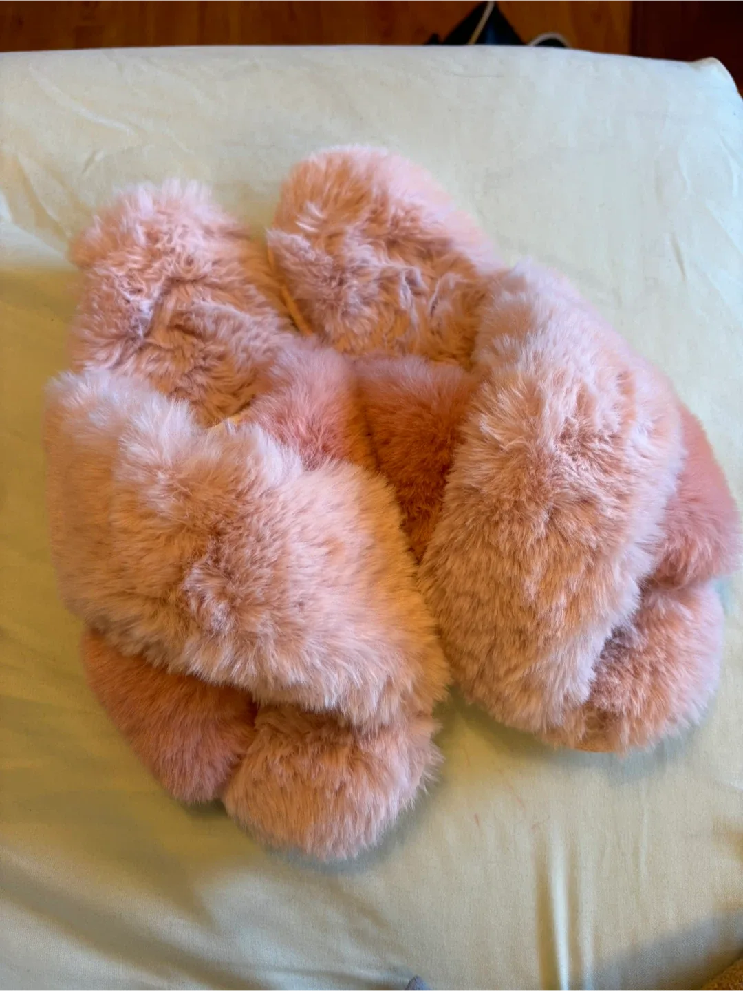 Pink Fuzzy Slippers - Size 9/10 thumbnail