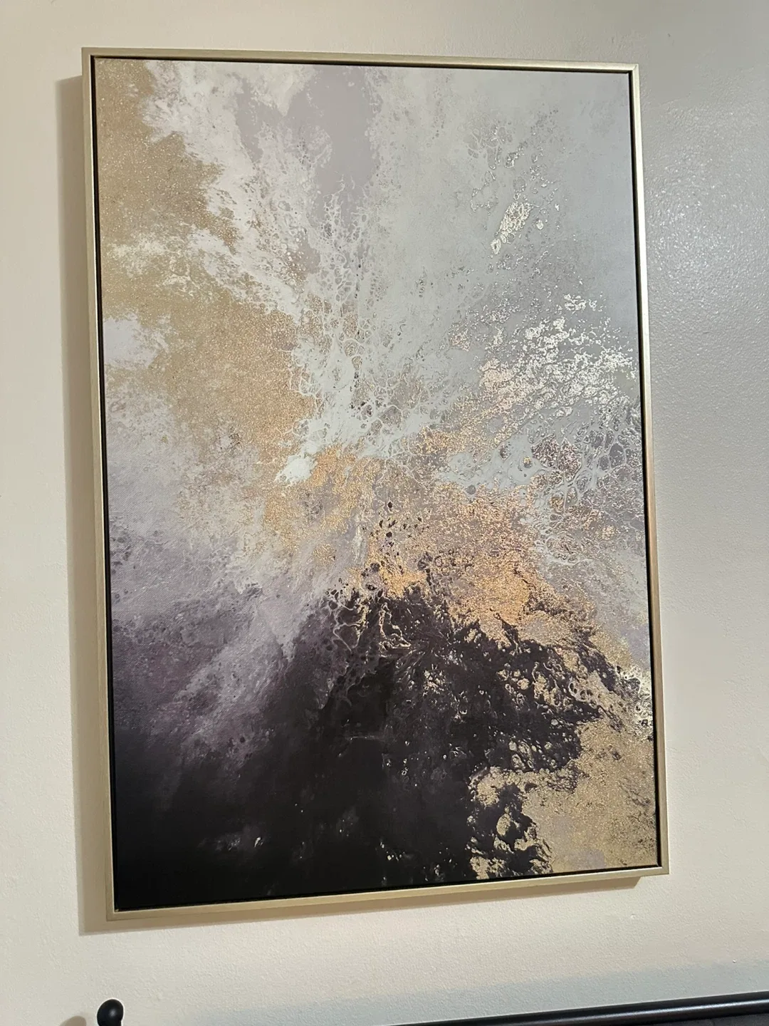 Abstract Gold & Gray Framed Wall Art