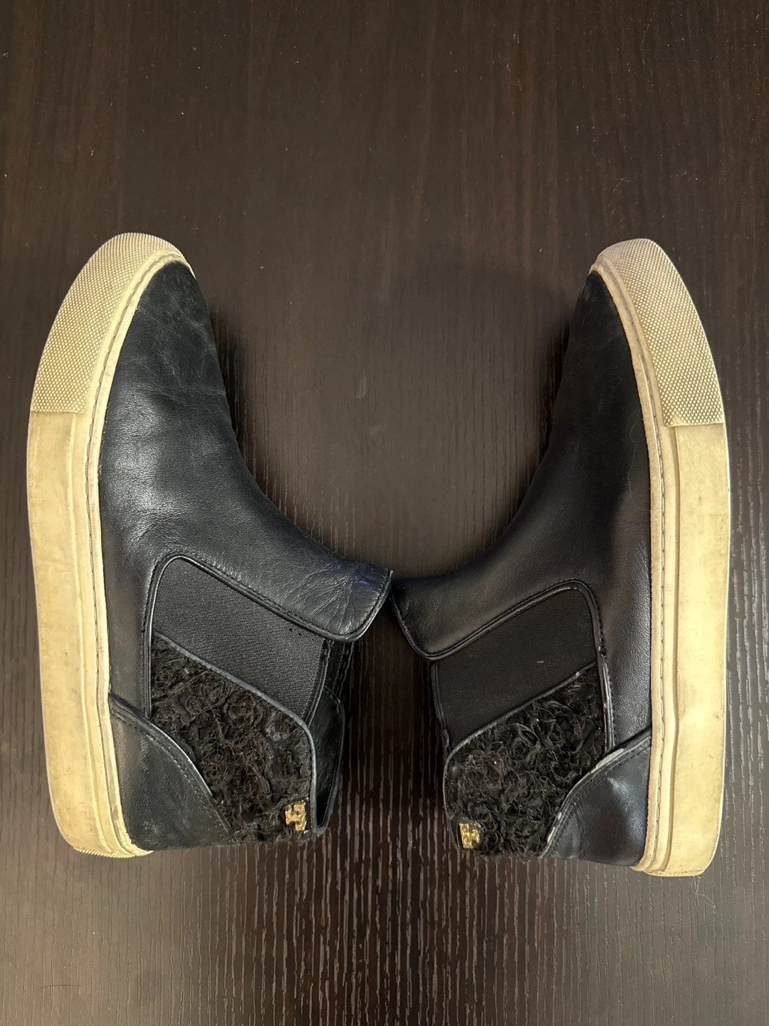 Tory Burch Black Leather High Top Sneakers - photo 2