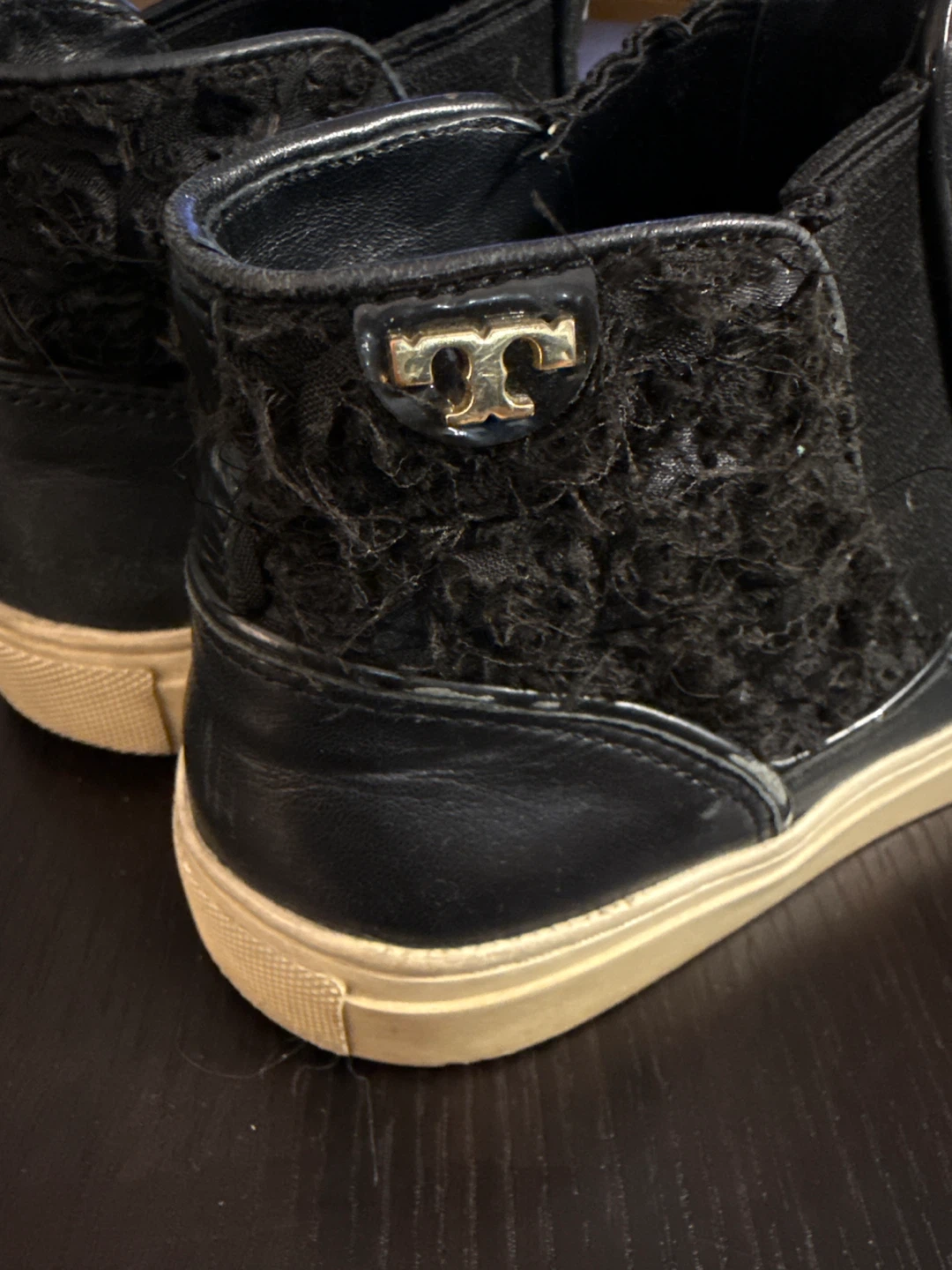 Tory Burch Black Leather High Top Sneakers - photo 4