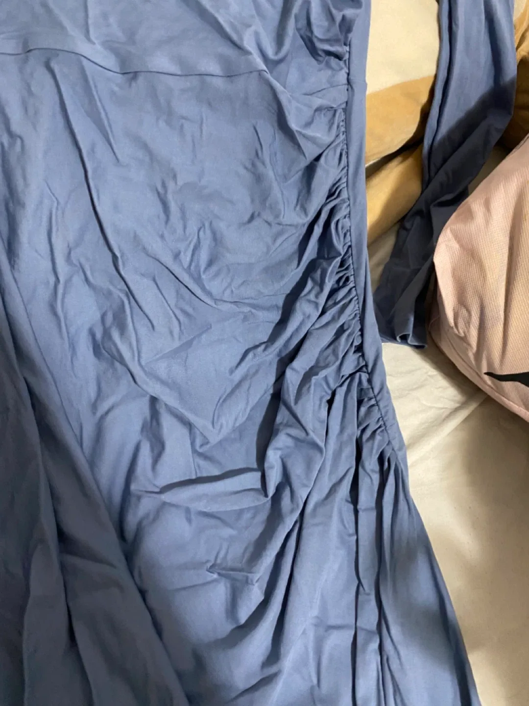 Blue Ruched Long Sleeve Dress image indicator(2)