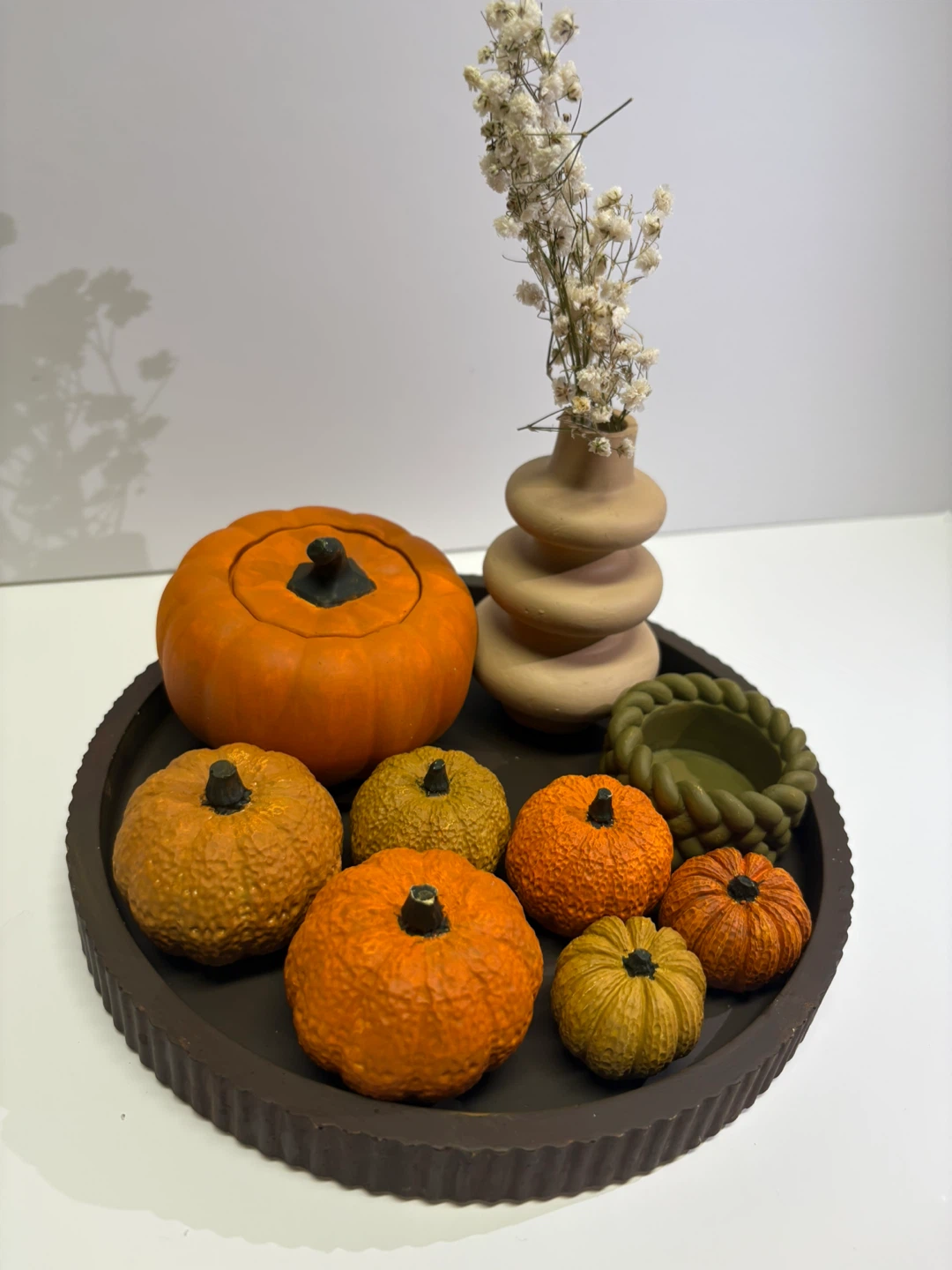 Pumpkin fall Centerpiece handmade gypsum tray set - photo 4