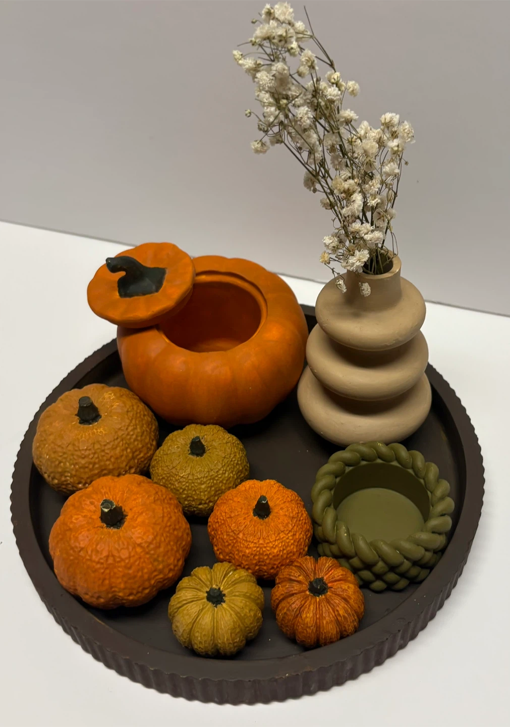 Pumpkin fall Centerpiece handmade gypsum tray set - photo 2