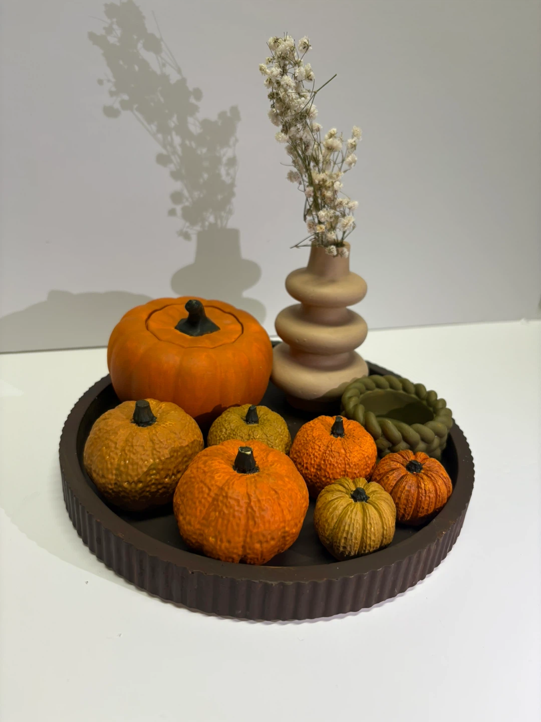 Pumpkin fall Centerpiece handmade gypsum tray set - photo 5