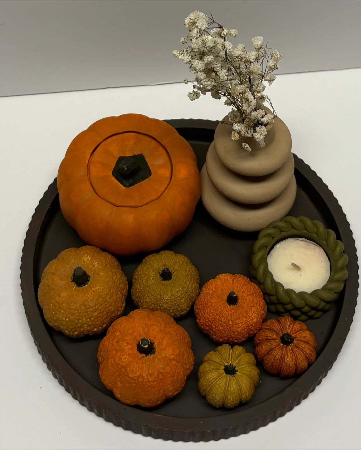 Pumpkin fall Centerpiece handmade gypsum tray set - photo 3