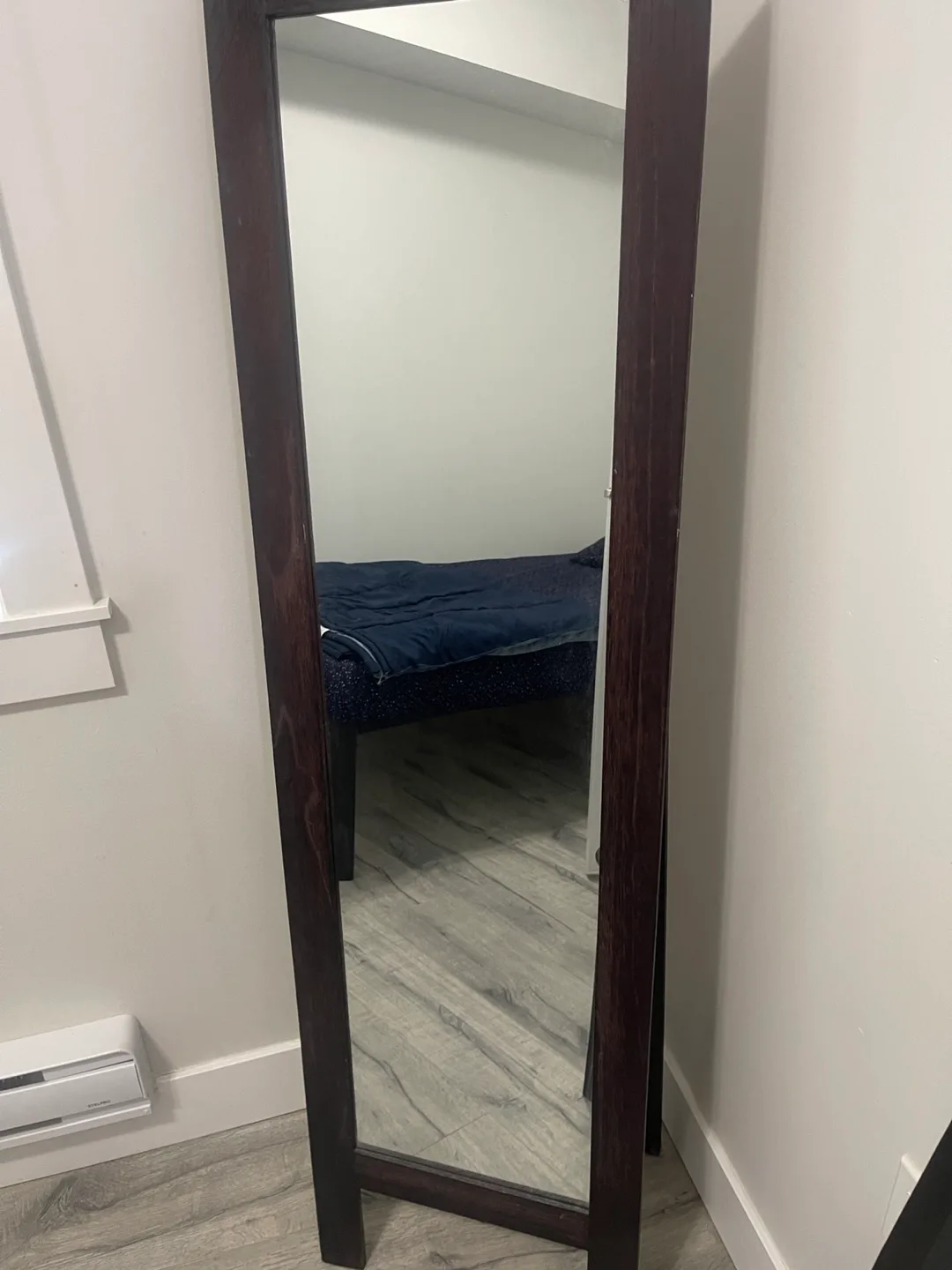 Standing Mirror with Dark Wood Frame thumbnail