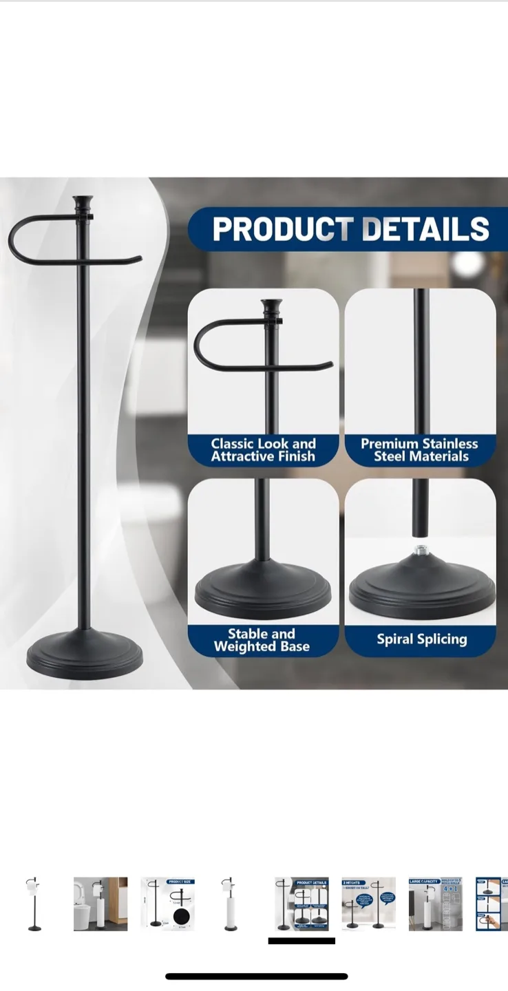 SANGFOR Black Toilet Paper Holder Stand image indicator(6)