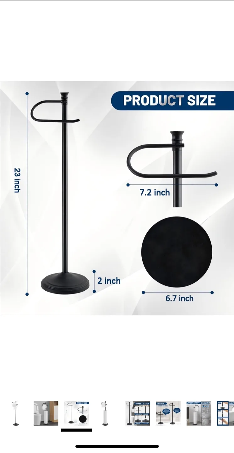 SANGFOR Black Toilet Paper Holder Stand image indicator(4)
