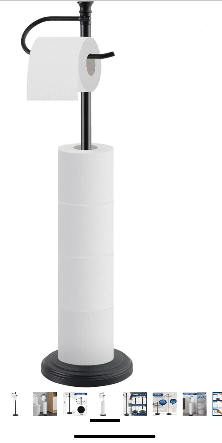 SANGFOR Black Toilet Paper Holder Stand image indicator(5)