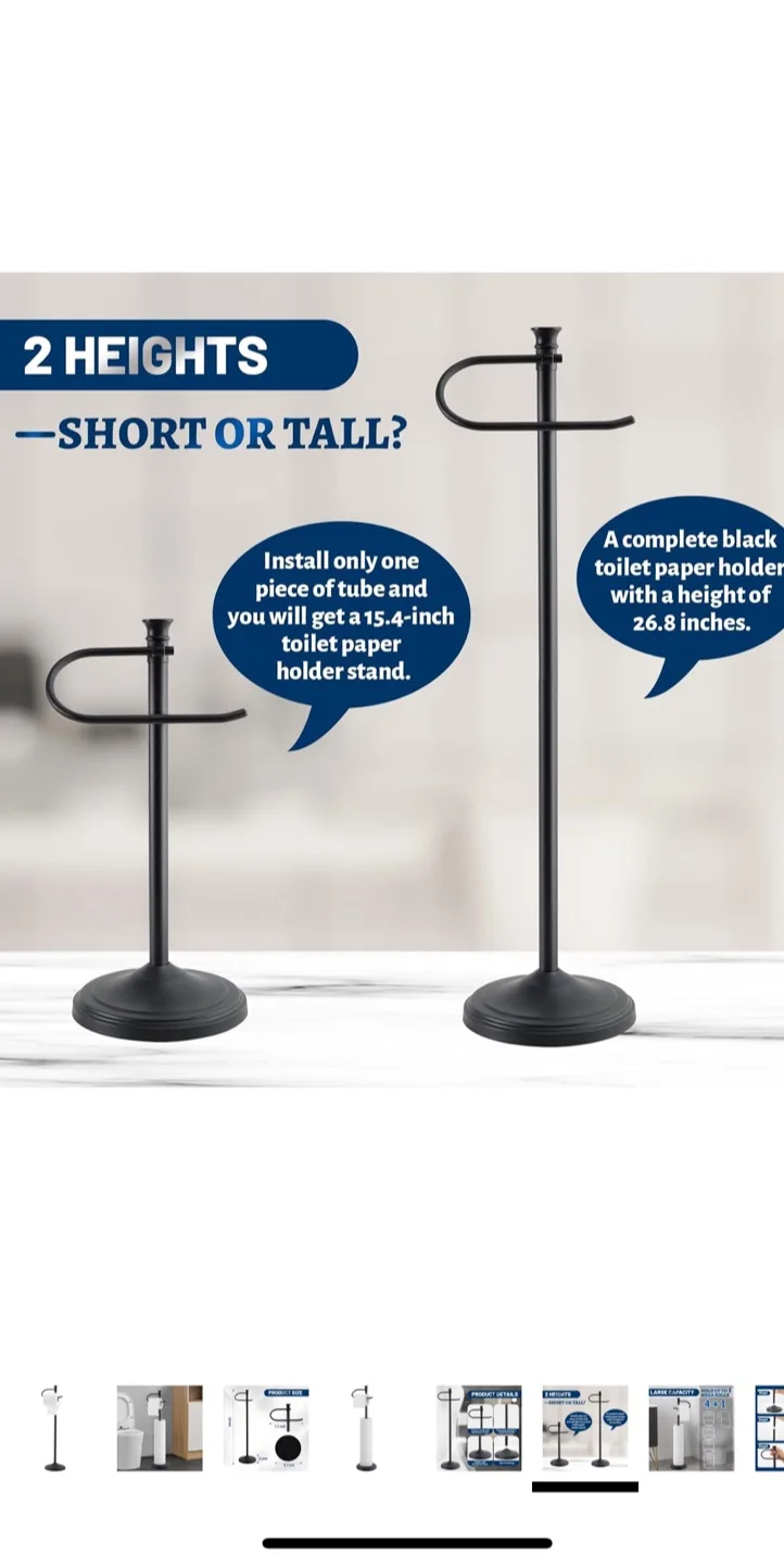 SANGFOR Black Toilet Paper Holder Stand image indicator(7)