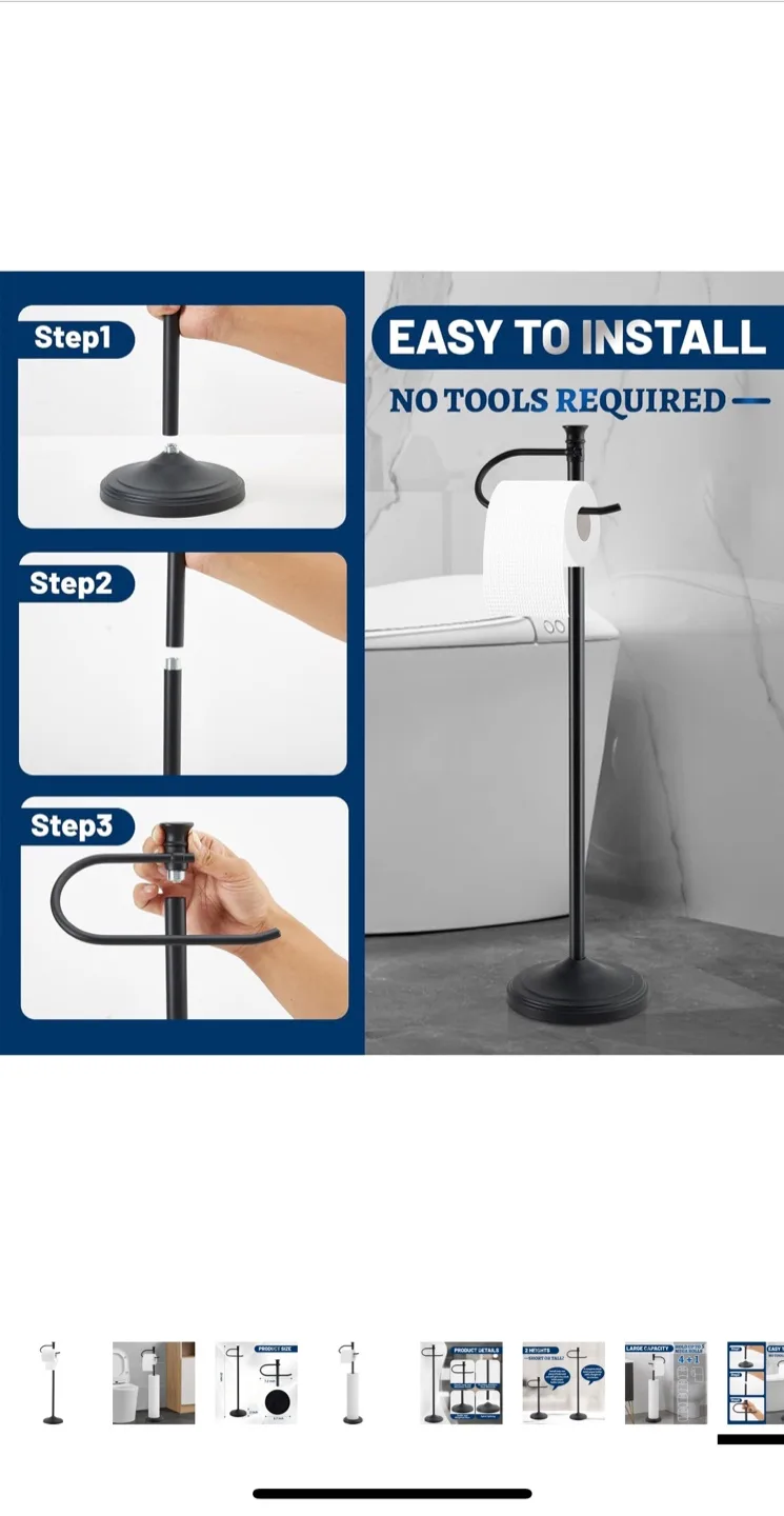 SANGFOR Black Toilet Paper Holder Stand image indicator(9)