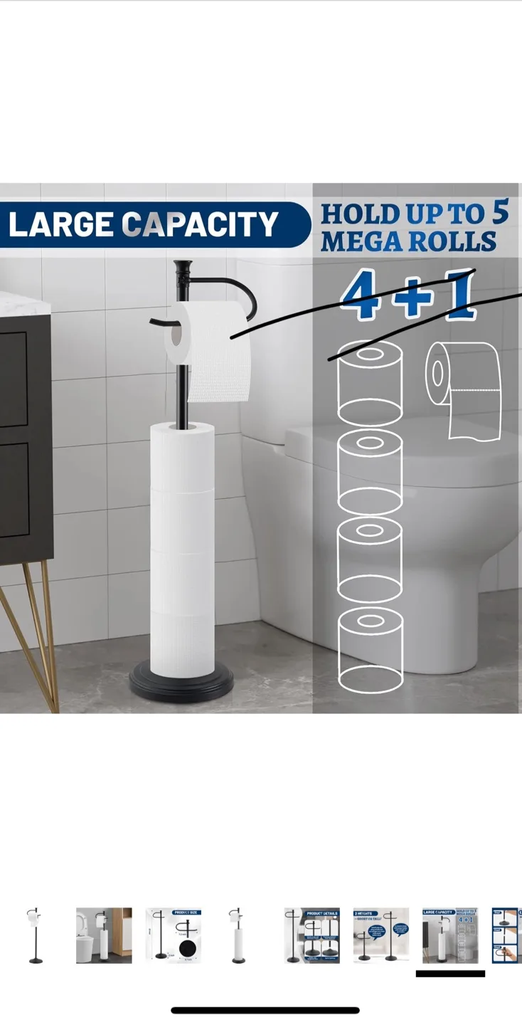 SANGFOR Black Toilet Paper Holder Stand image indicator(8)