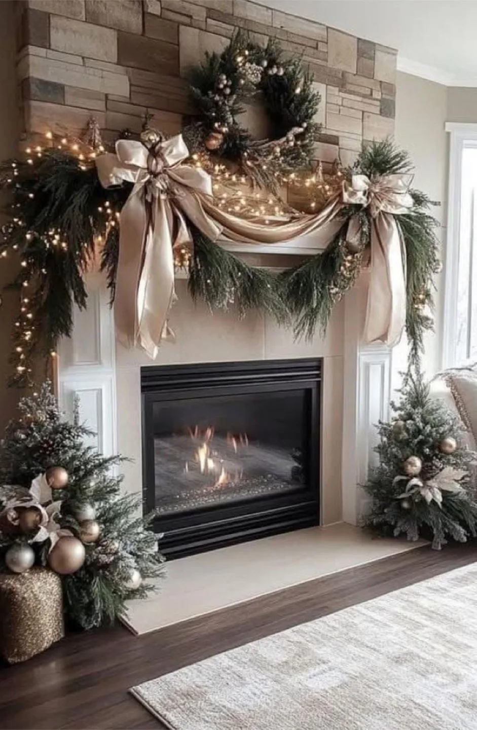 Christmas fire place decor