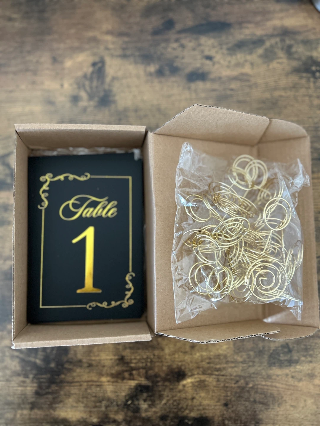 Table Number Holders & Cards, Black & Gold