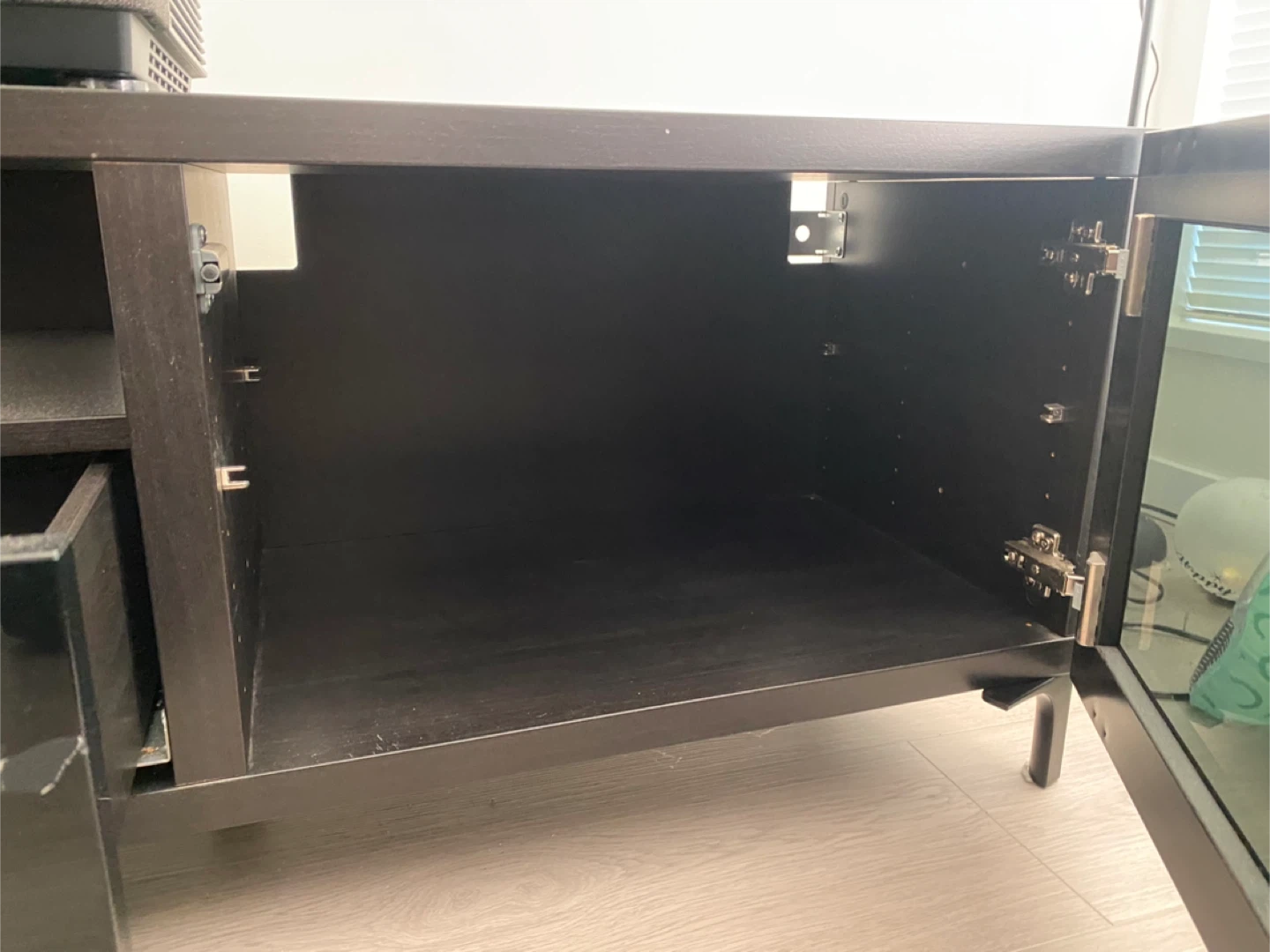 Black TV Stand with Glass Doors - photo 4
