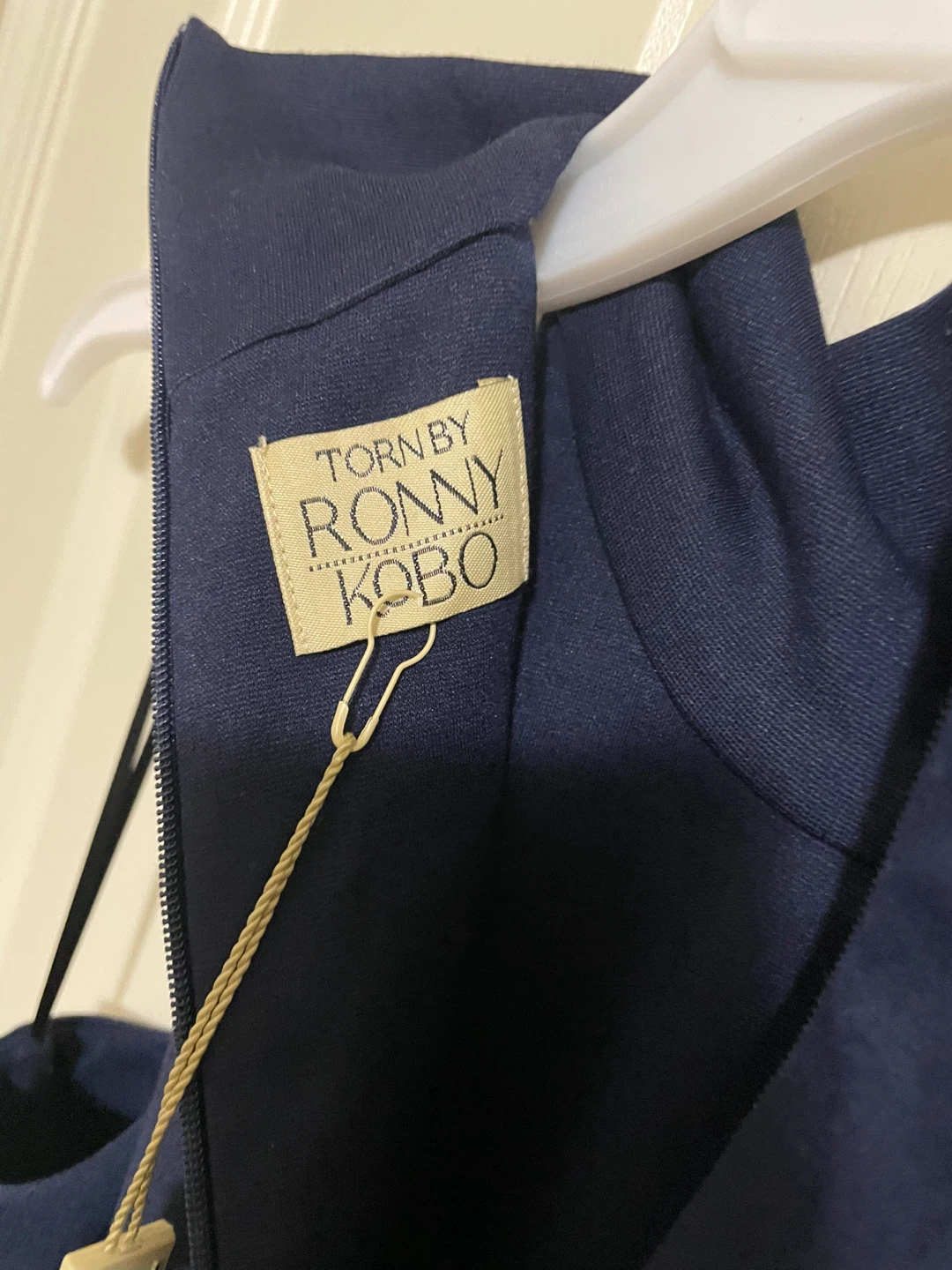 Ronny Kobo Navy Blue Halter Dress - Size L - photo 4
