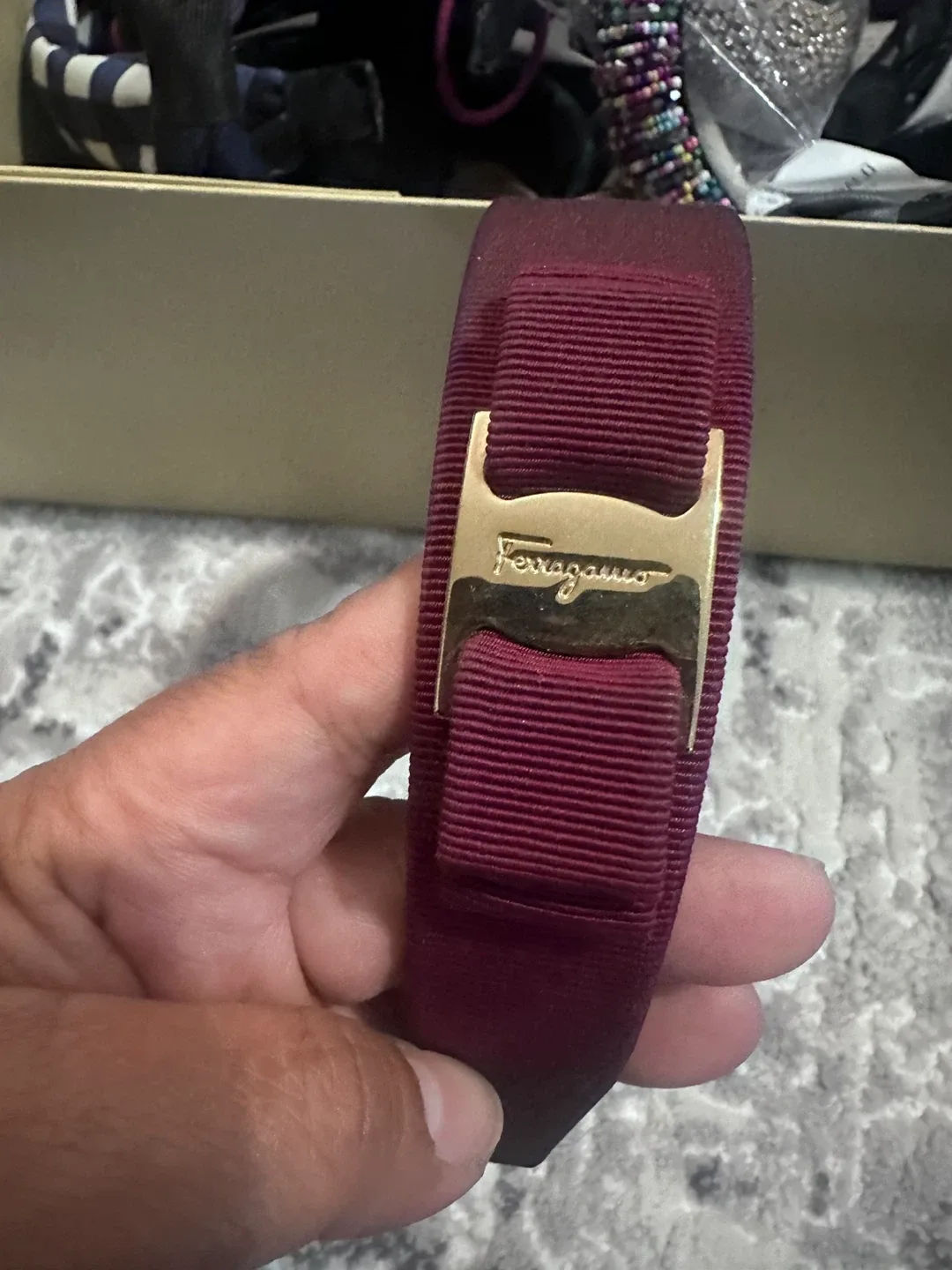 Salvatore Ferragamo Burgundy Headband
