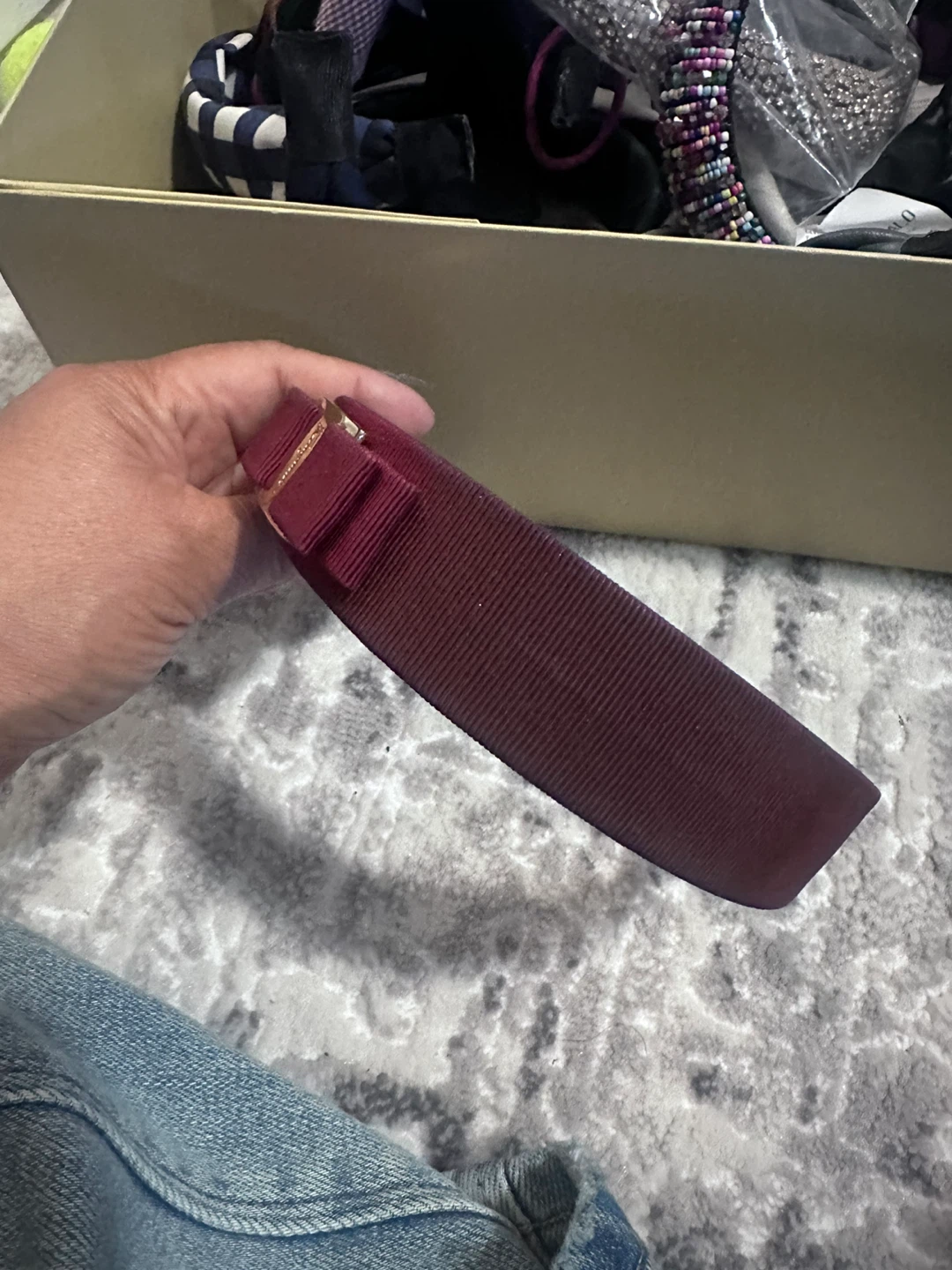 Salvatore Ferragamo Burgundy Headband - photo 5