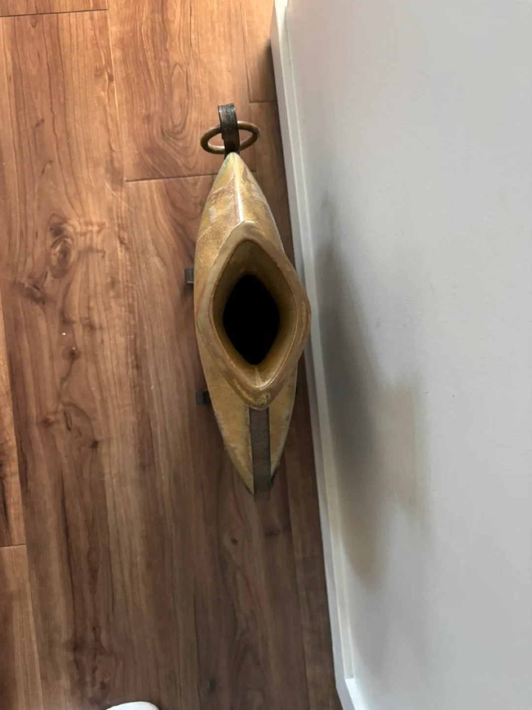 Decorative Green & Brown Vase with Metal Stand image indicator(2)