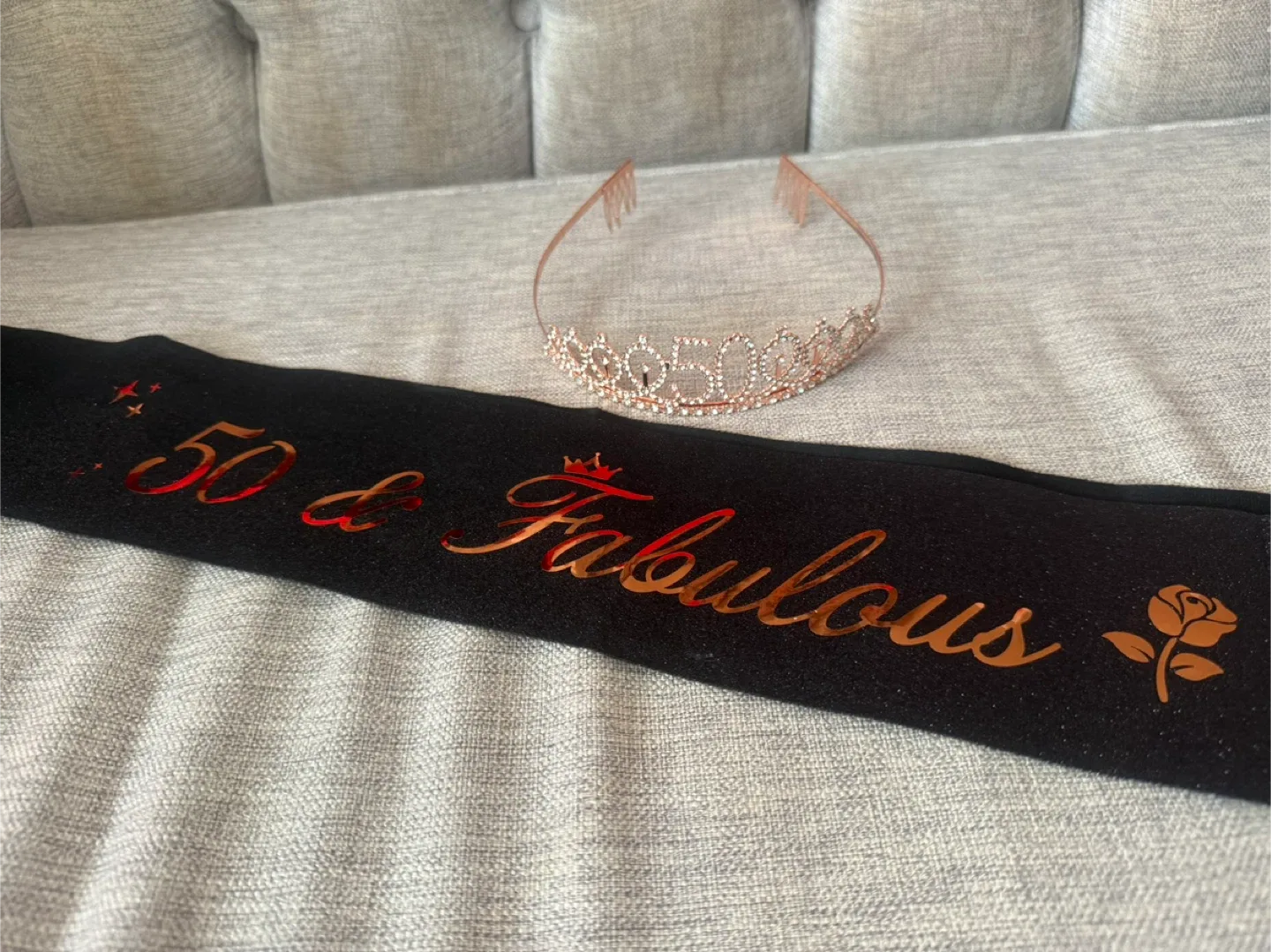 50th Birthday- 50 & Fabulous Birthday Sash and Tiara Set image indicator(2)