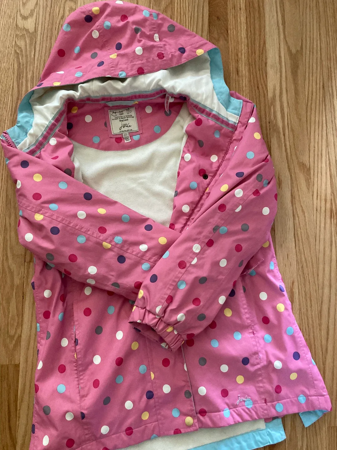 Little Joule Pink Polka Dot Raincoat Size 11/12 image indicator(6)