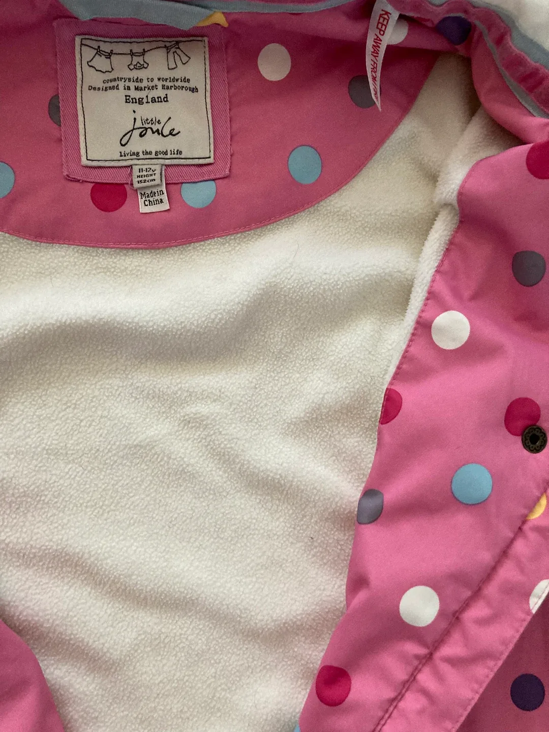 Little Joule Pink Polka Dot Raincoat Size 11/12 image indicator(5)