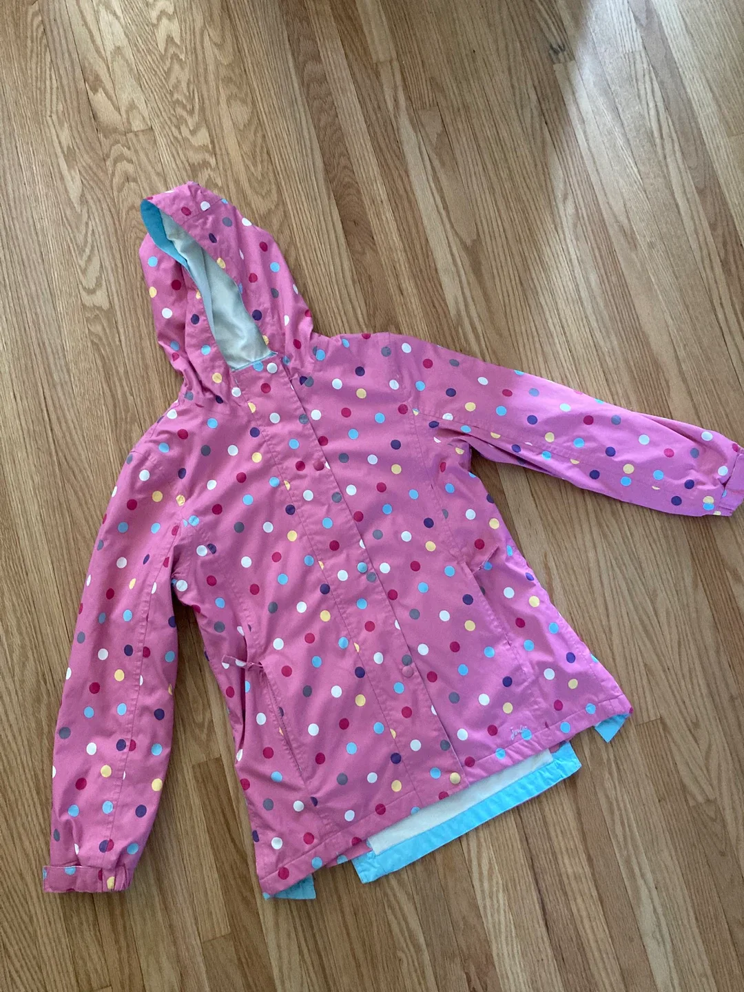 Little Joule Pink Polka Dot Raincoat Size 11/12 image indicator(2)