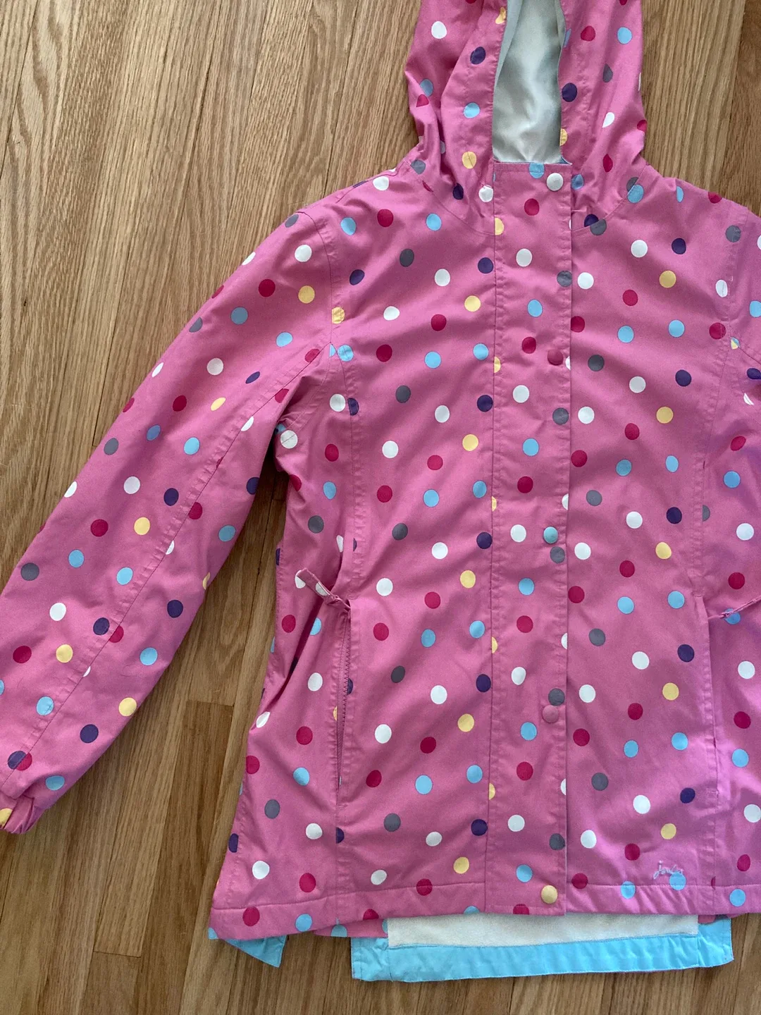 Little Joule Pink Polka Dot Raincoat Size 11/12 image indicator(3)
