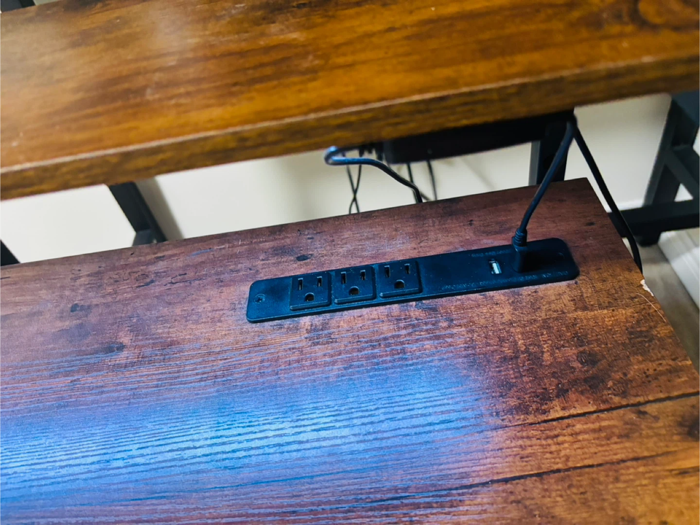 Wood and Metal Desk with Shelf for work setup - photo 3