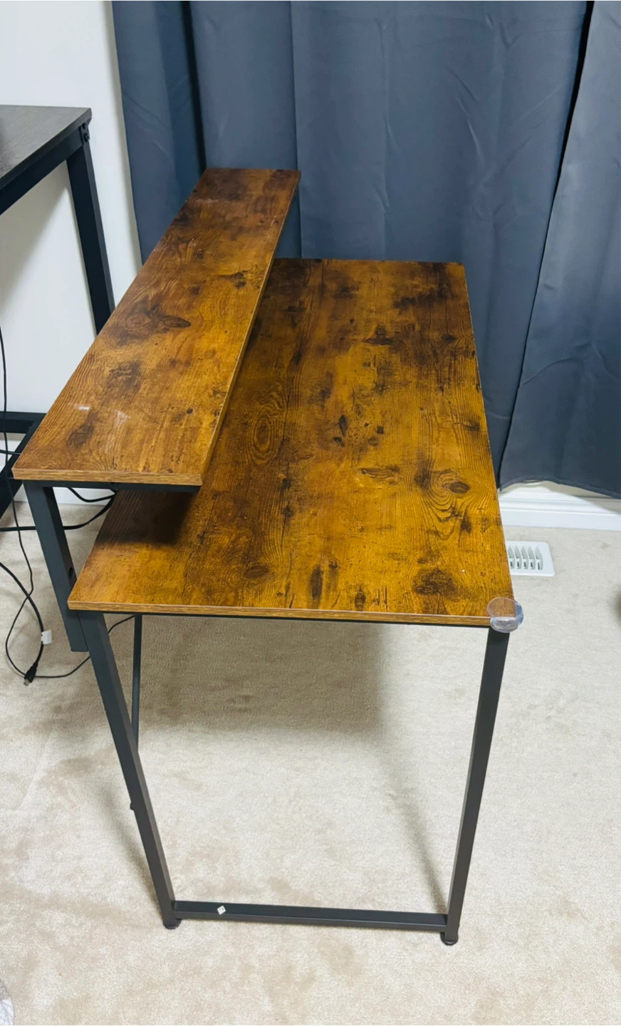 Wood and Metal Desk with Shelf for work setup