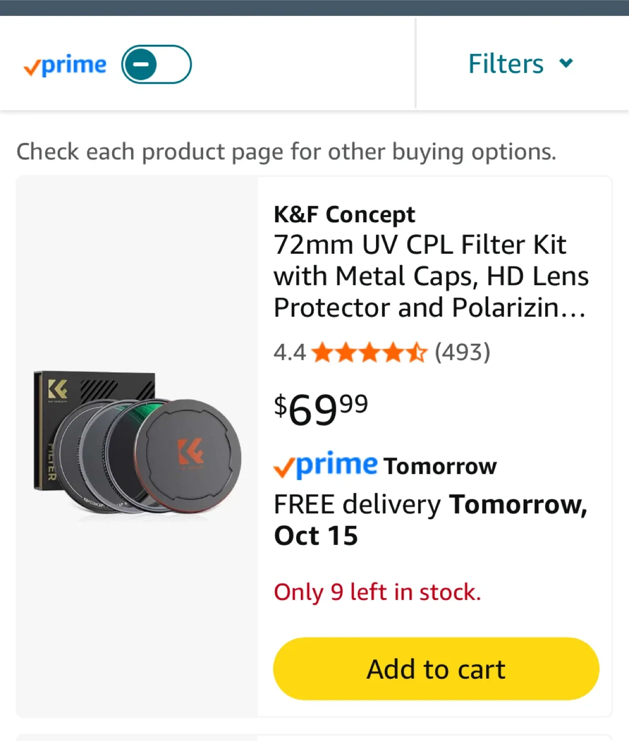 K&F Concept 72mm UV CPL Filter Kit - Nano-X Series thumbnail