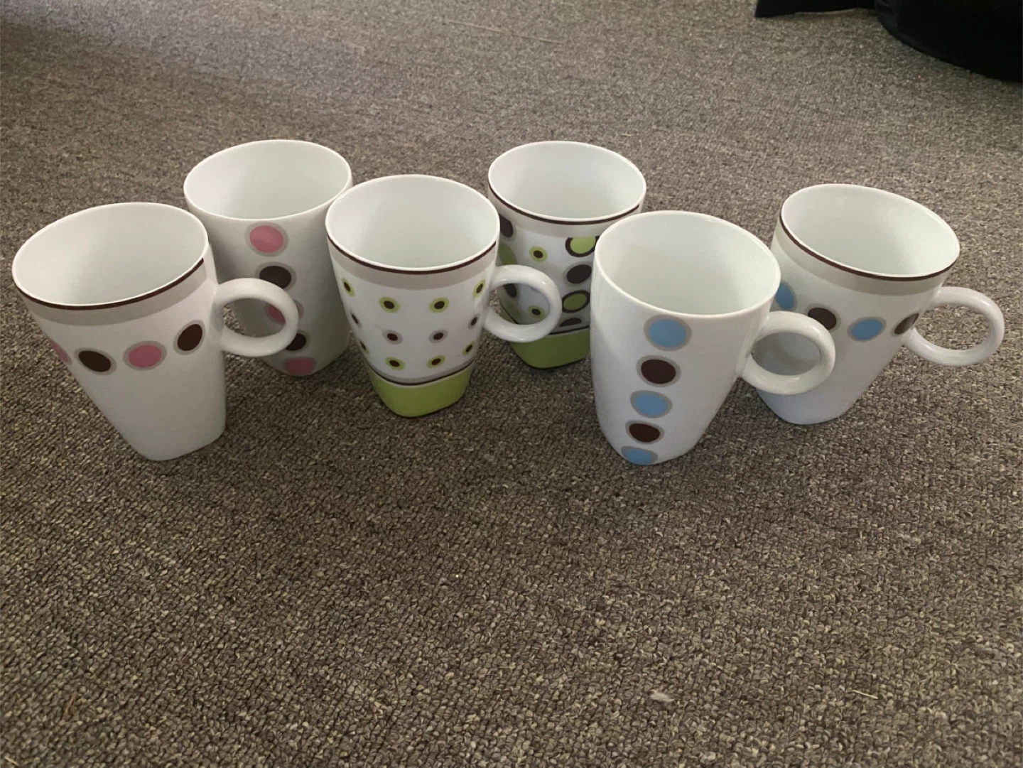 Set of 6 Polka Dot Coffee Mugs