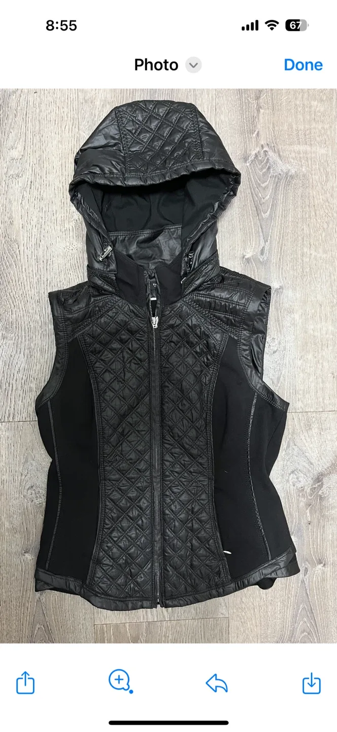 White House Black Market Black Quilted Hooded Vest - XS