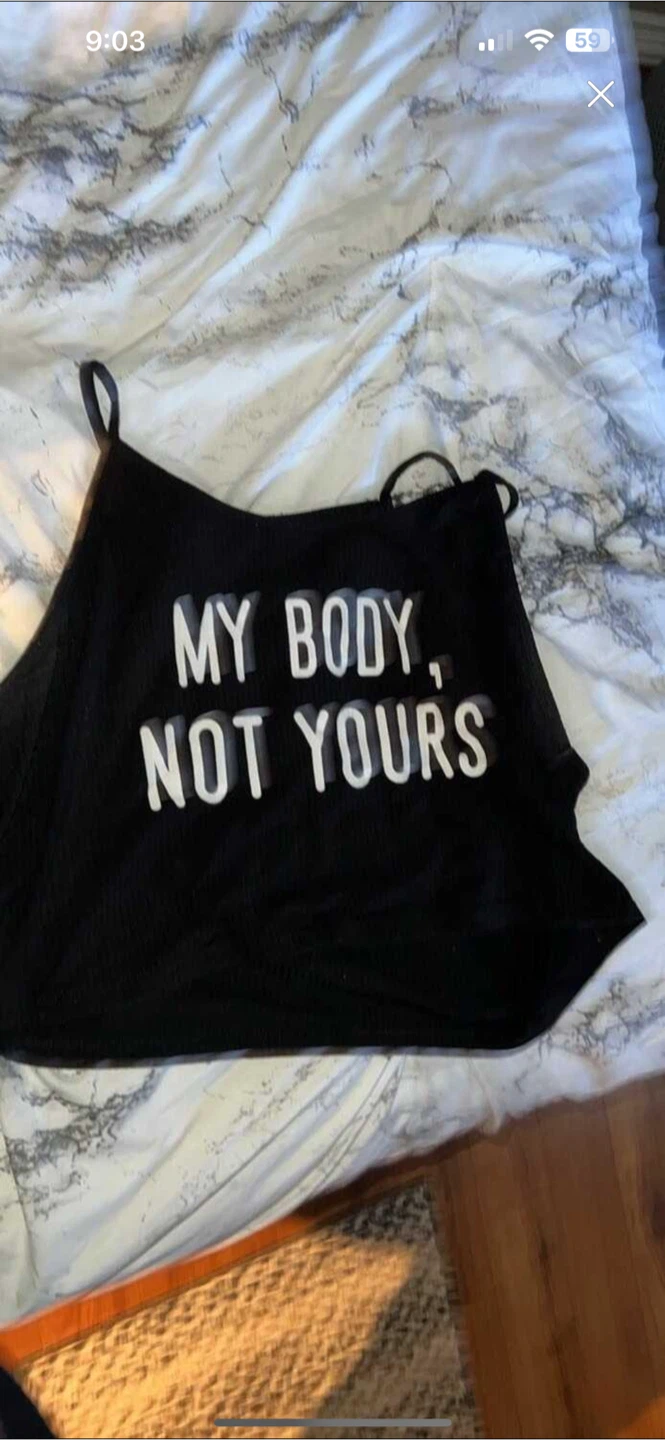 Black cropped Tank Top - My Body, Not Yours