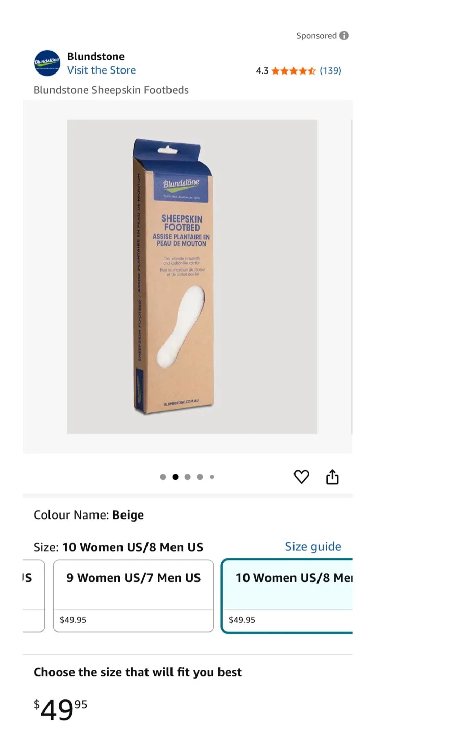 Blundstone Sheepskin Footbed - Size 7 - NEW image indicator(5)