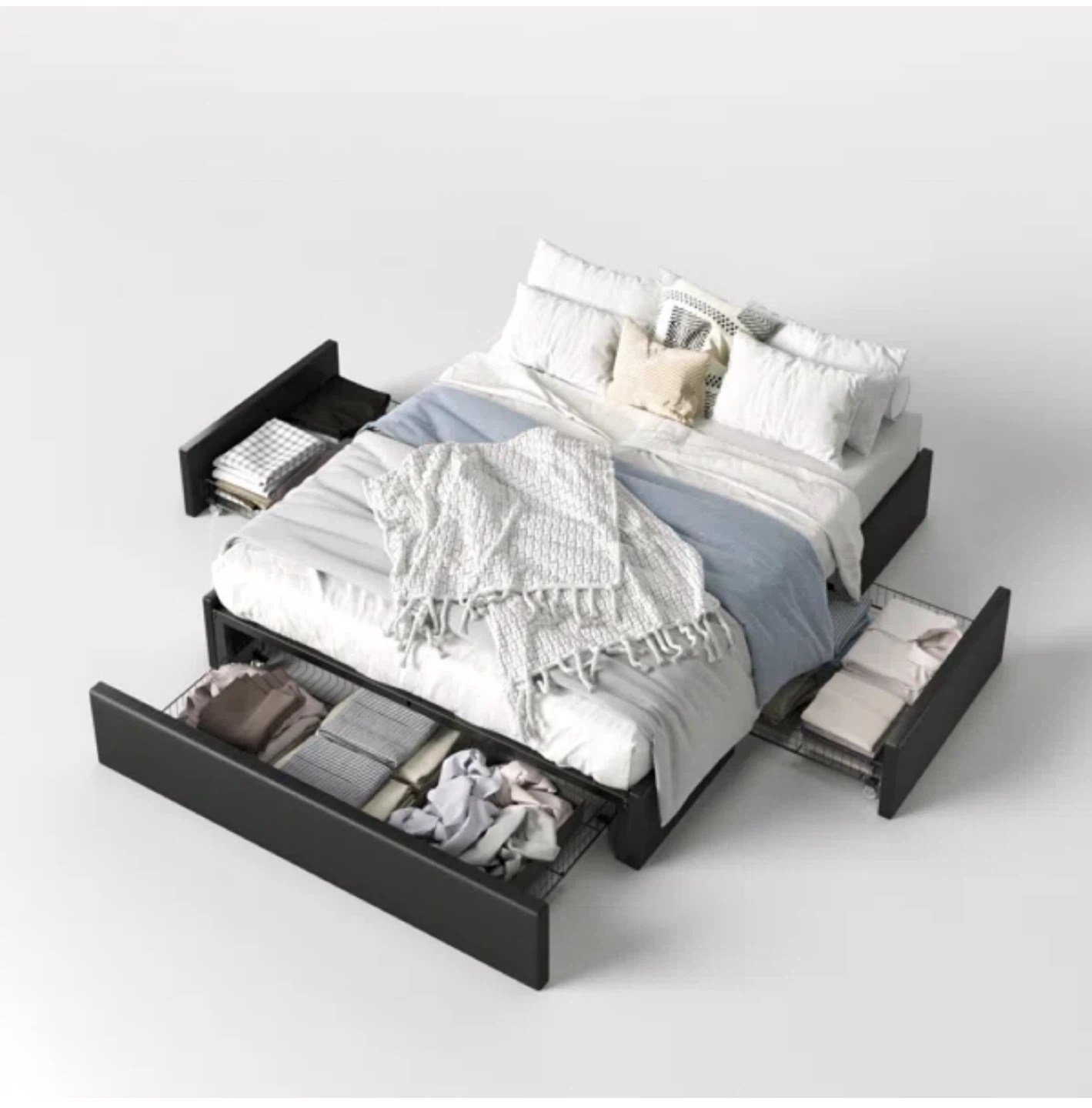 Full Size Bed Frame with Storage Drawers - Black - photo 5