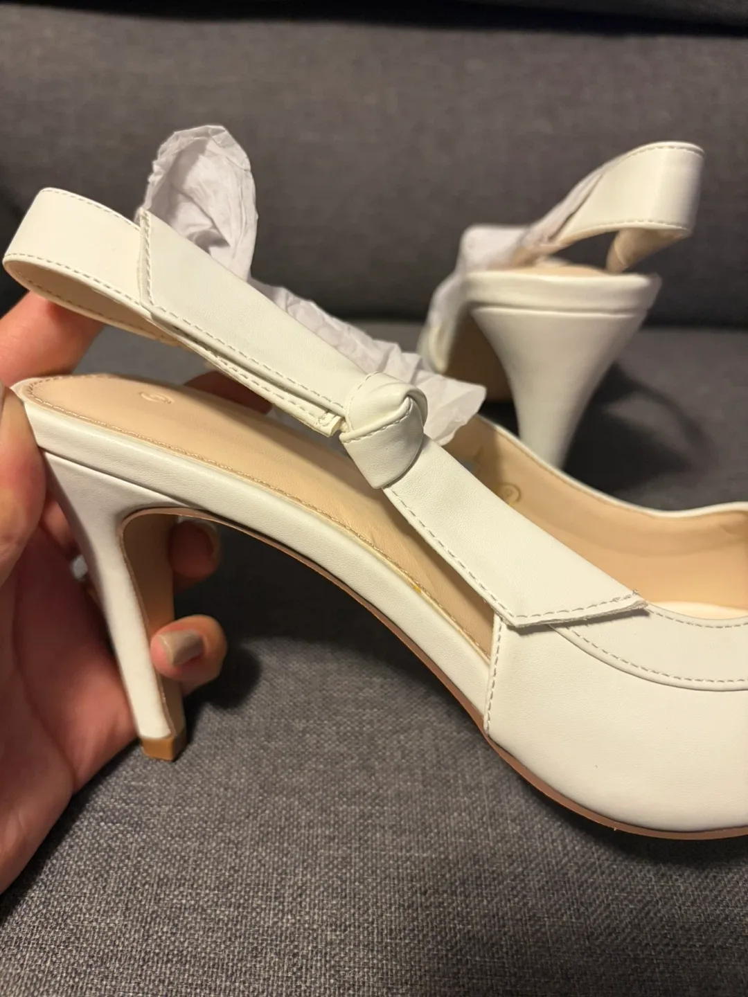 White Slingback Heels, Size 8 image indicator(2)