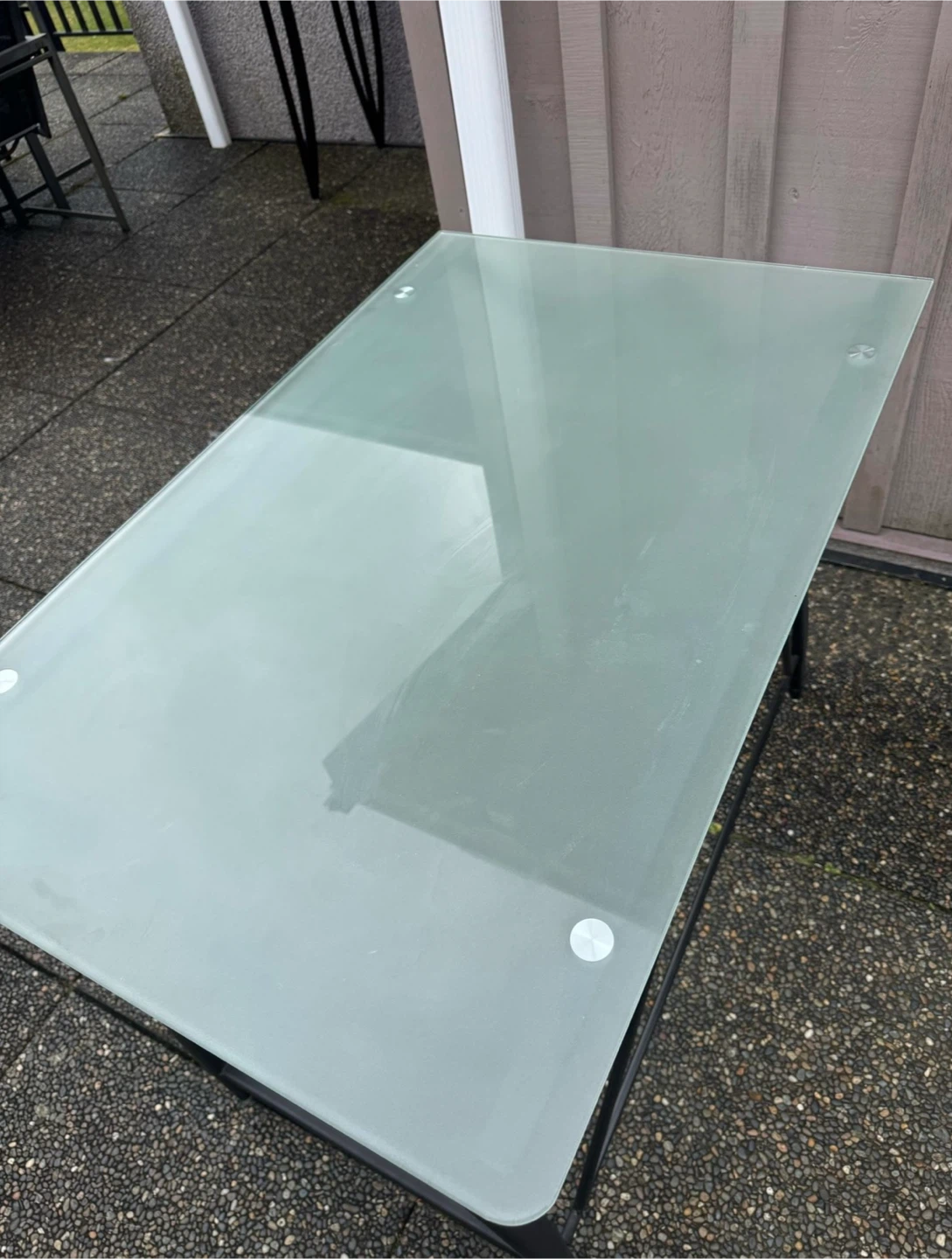 Glass Top Black Metal Frame Desk