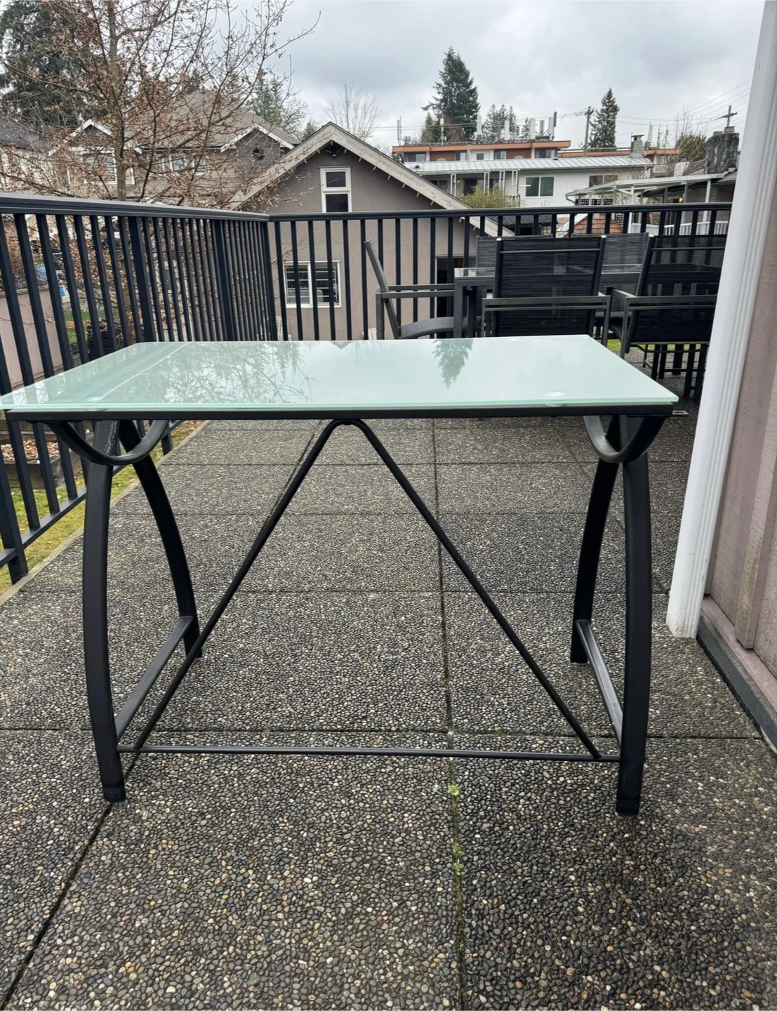 Glass Top Black Metal Frame Desk - photo 2