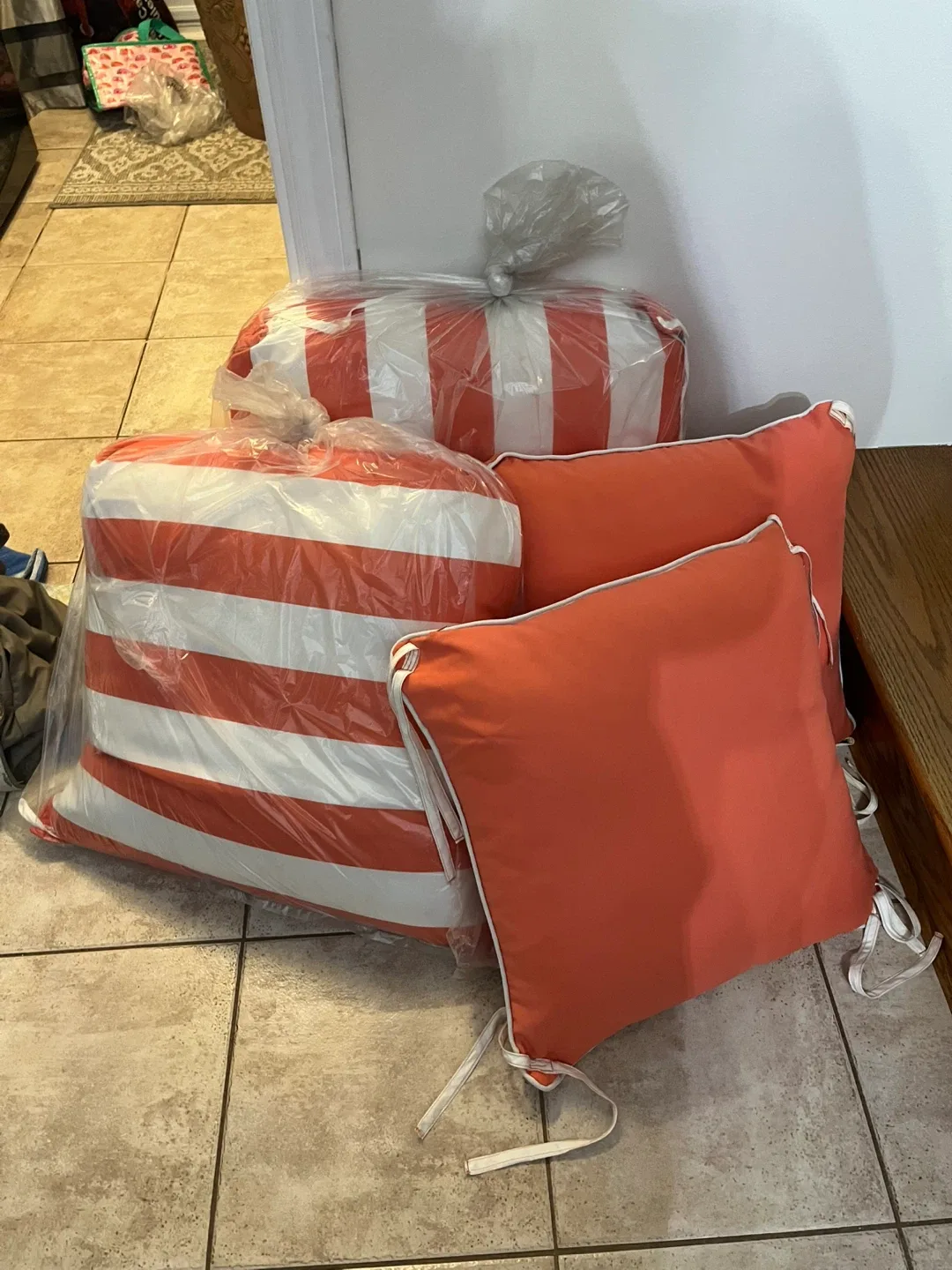 Outdoor Pillows - Orange and Striped