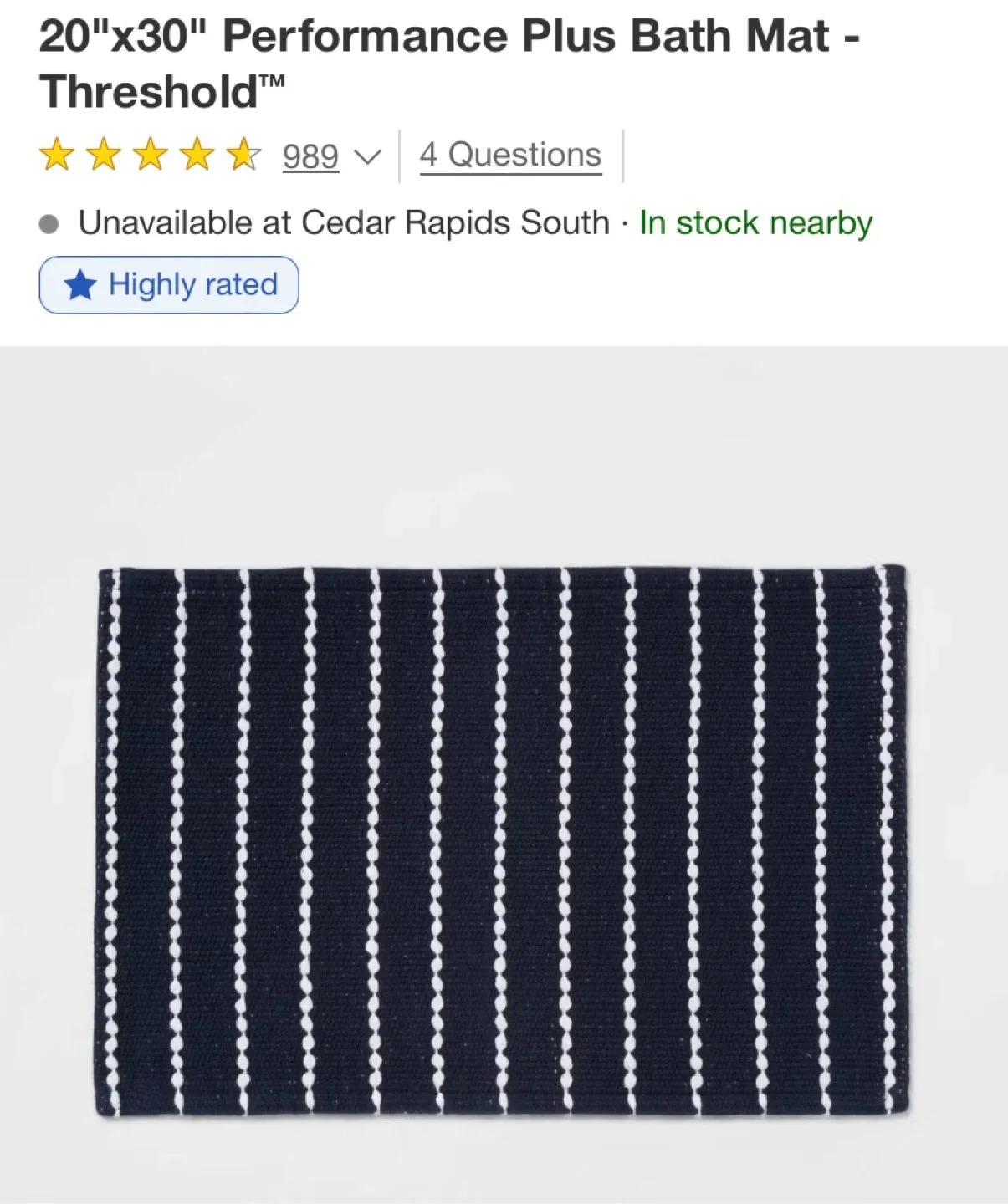New Threshold 20"x30" Performance Plus Bath Mat Cotton thumbnail