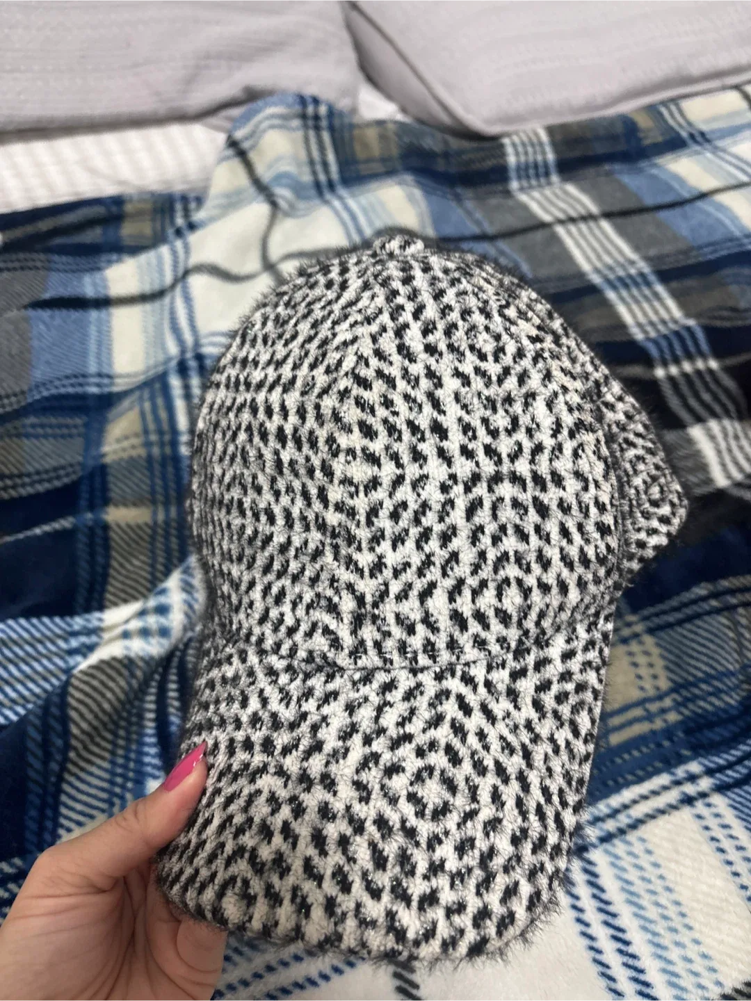 Anthropologie Black & White Patterned Baseball Cap