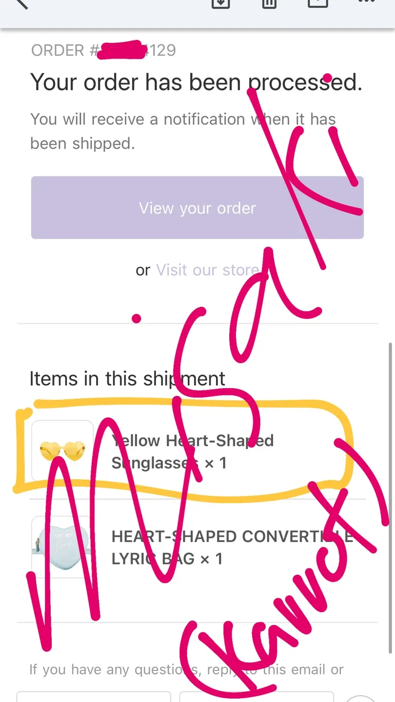 2020 Taylor Swift merch: Yellow Heart-Shaped Sunglasses image indicator(2)